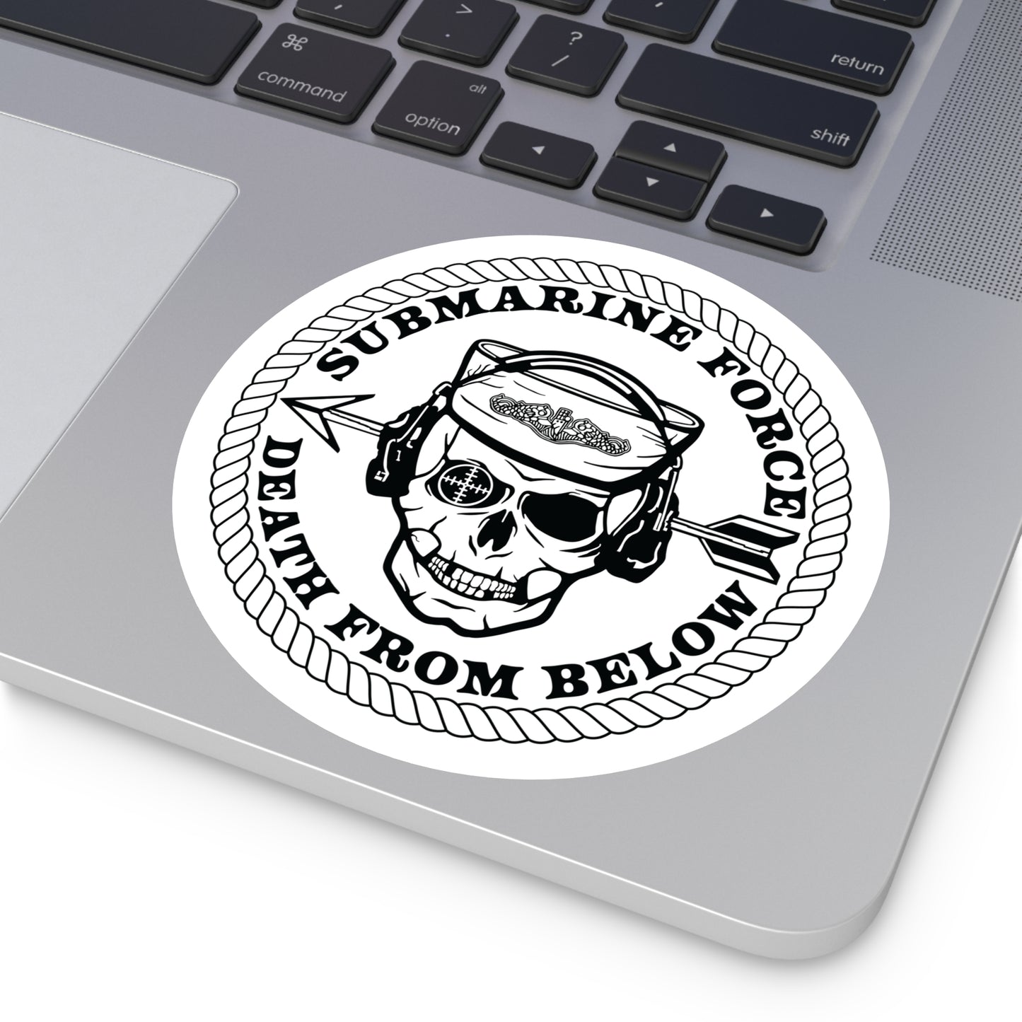 United States Submarine Force Silent Service Death From Below Submarine Sailor Skull Round Stickers, Indoor\Outdoor