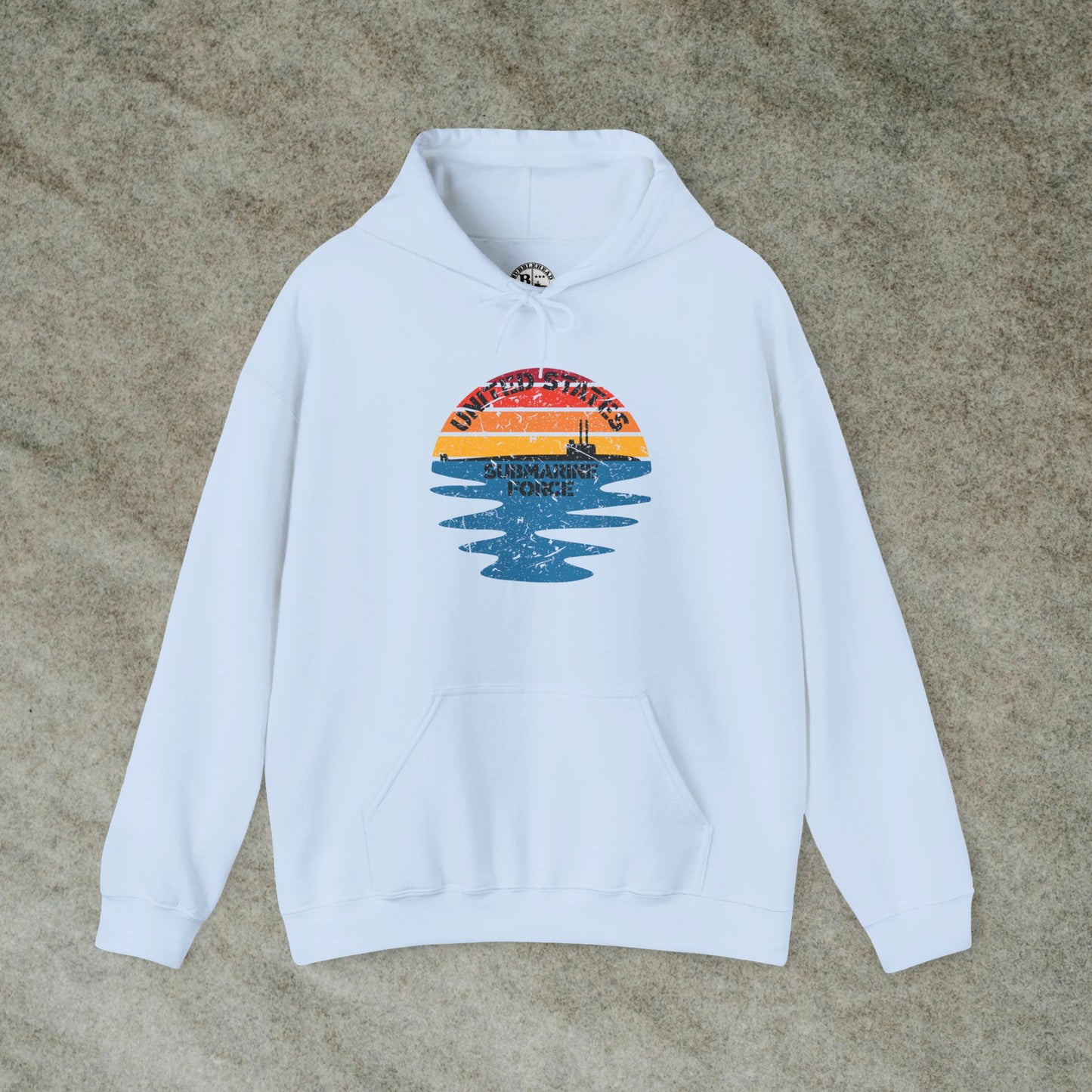 Sunset United States Submarine Force Distressed Half Vintage Unisex Heavy Blend™ Hooded Sweatshirt