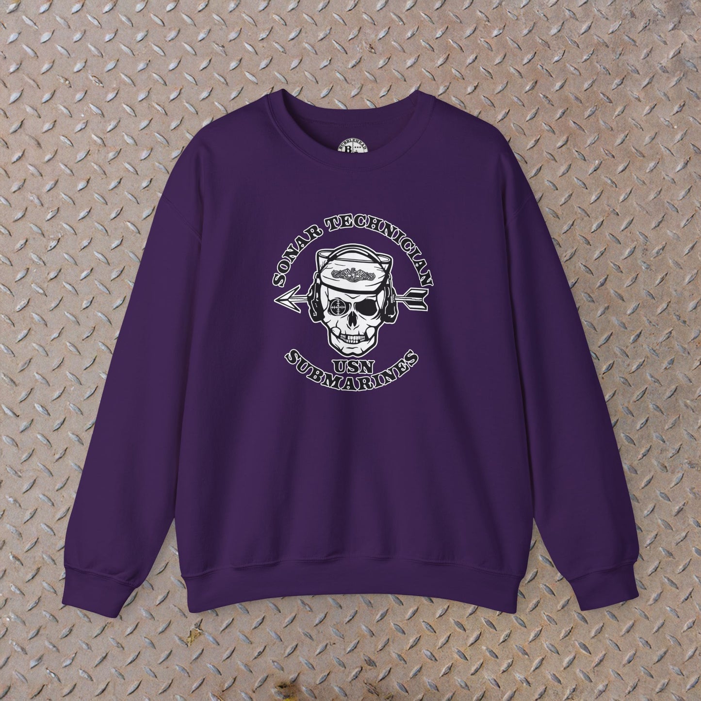 Sonar Technician Submarines STS Sailor Skull US Submarine Force Silent Service Dolphins Unisex Heavy Blend™ Crewneck Sweatshirt