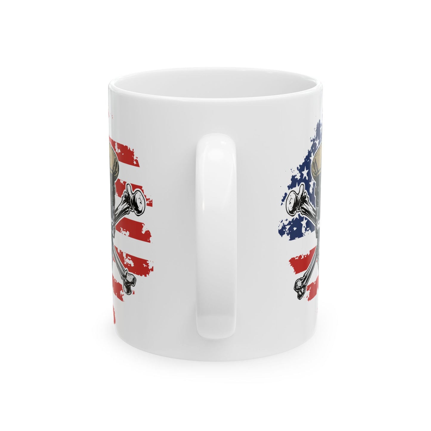 United States Navy Chief Skull & Crossbones CPO Anchor with American Flag White Glossy Mugs