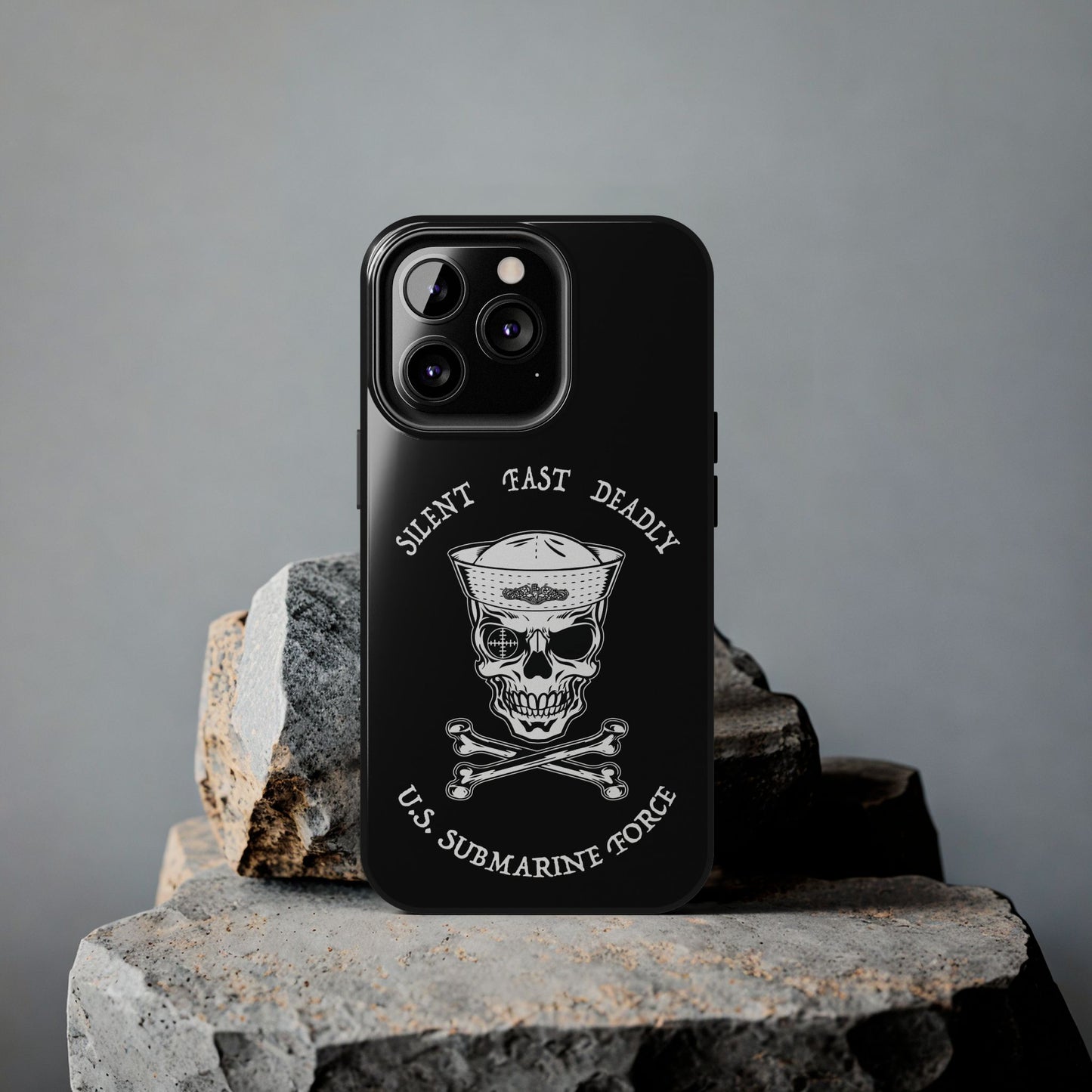 U.S. Submarine Force Skull & Crossbones Sailor with Dolphins Black Tough iPhone Case