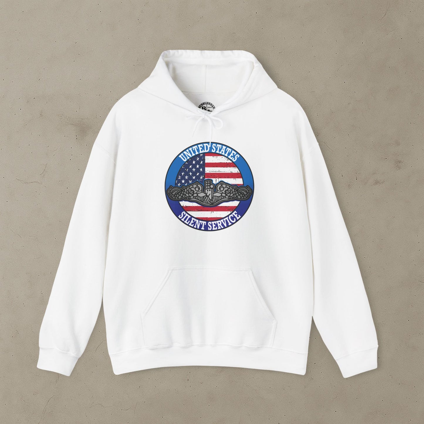 United States Silent Service Submarine Dolphins on Distressed American Flag Unisex Heavy Blend™ Hooded Sweatshirt