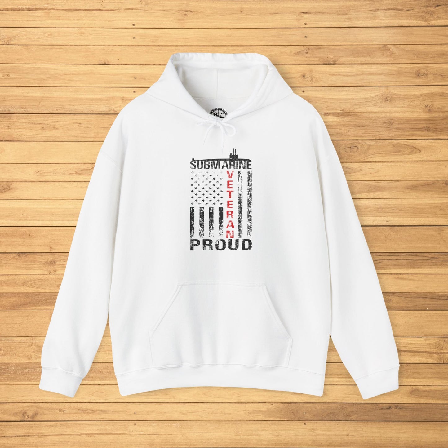 Submarine Veteran Proud Distressed USA Flag with Submarine Unisex Heavy Blend™ Hooded Sweatshirt