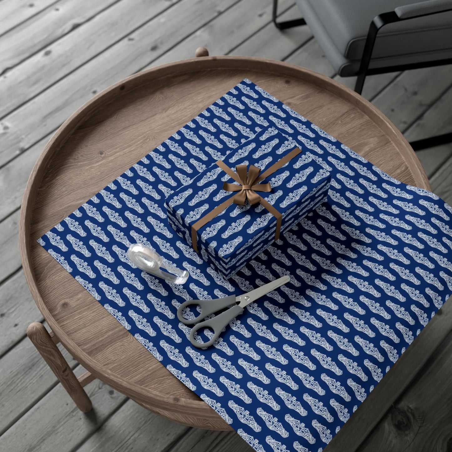 United States Navy Submarine Force White Dolphins Blue Gift Wrap Papers