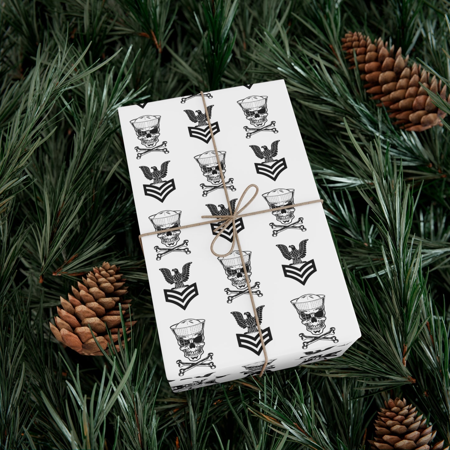 United States Navy FCPO Skull Crossbones First Class Sailor with Dixie Cup Blue Gift Wrap Papers