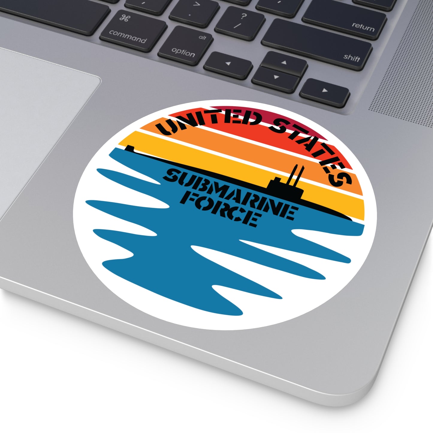Sunset United States Submarine Force Half Moon Round Sticker