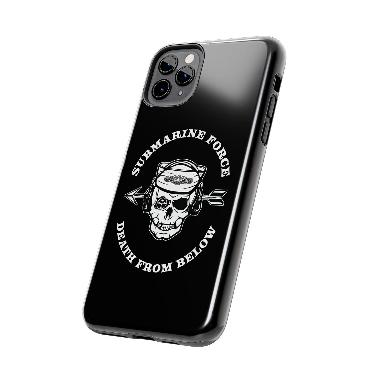 United States Submarine Force Silent Service Death From Below Submarine Sailor Skull Tough Black iPhone Case