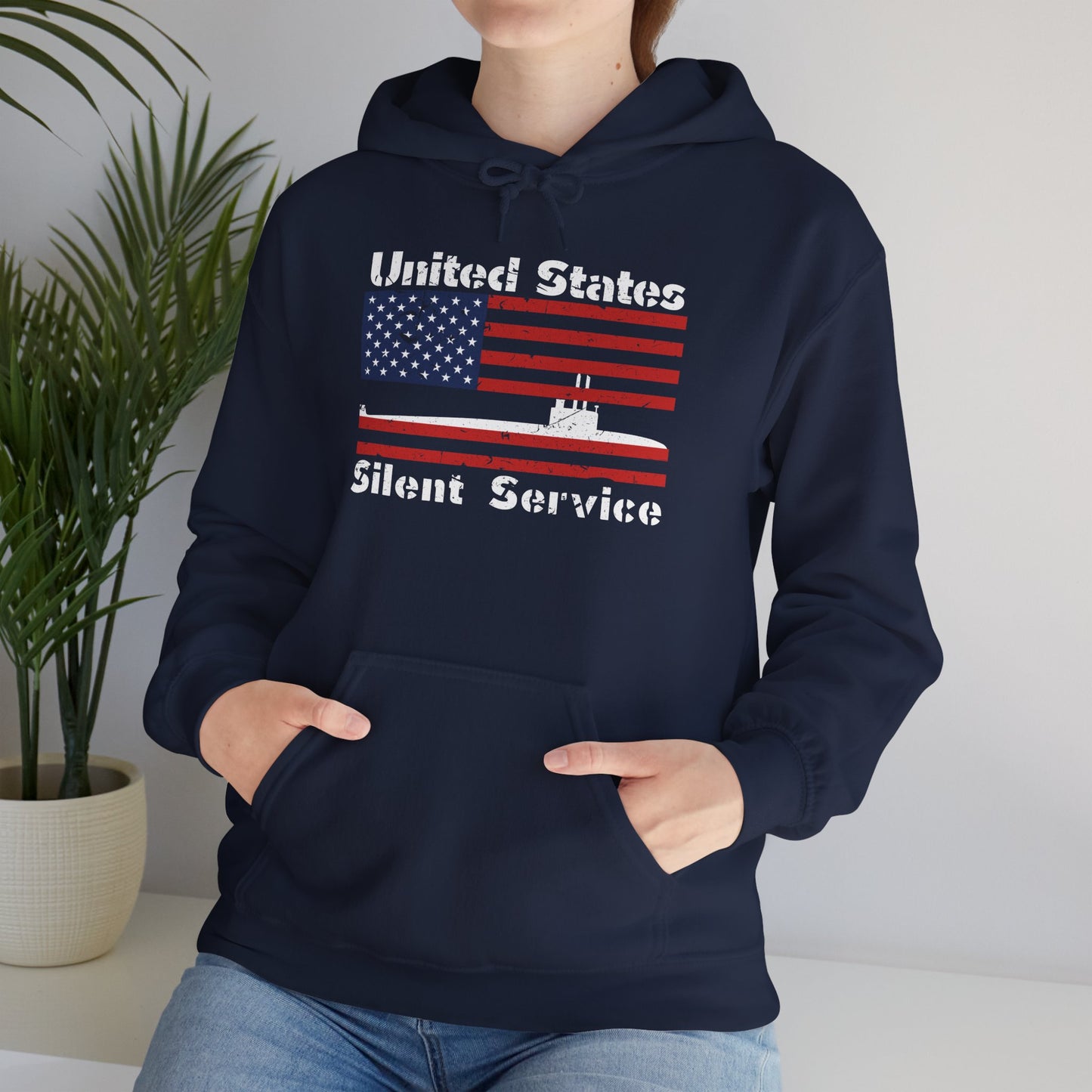United States Submarine Silent Service Distressed USA Flag Unisex Heavy Blend™ Hooded Sweatshirt