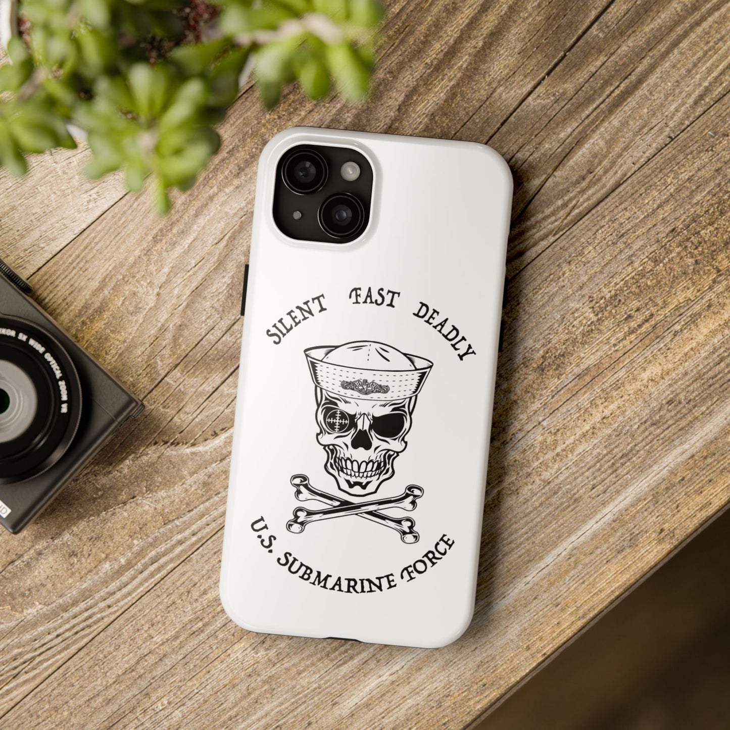 U.S. Submarine Force Skull & Crossbones Sailor with Dolphins White Tough iPhone Case