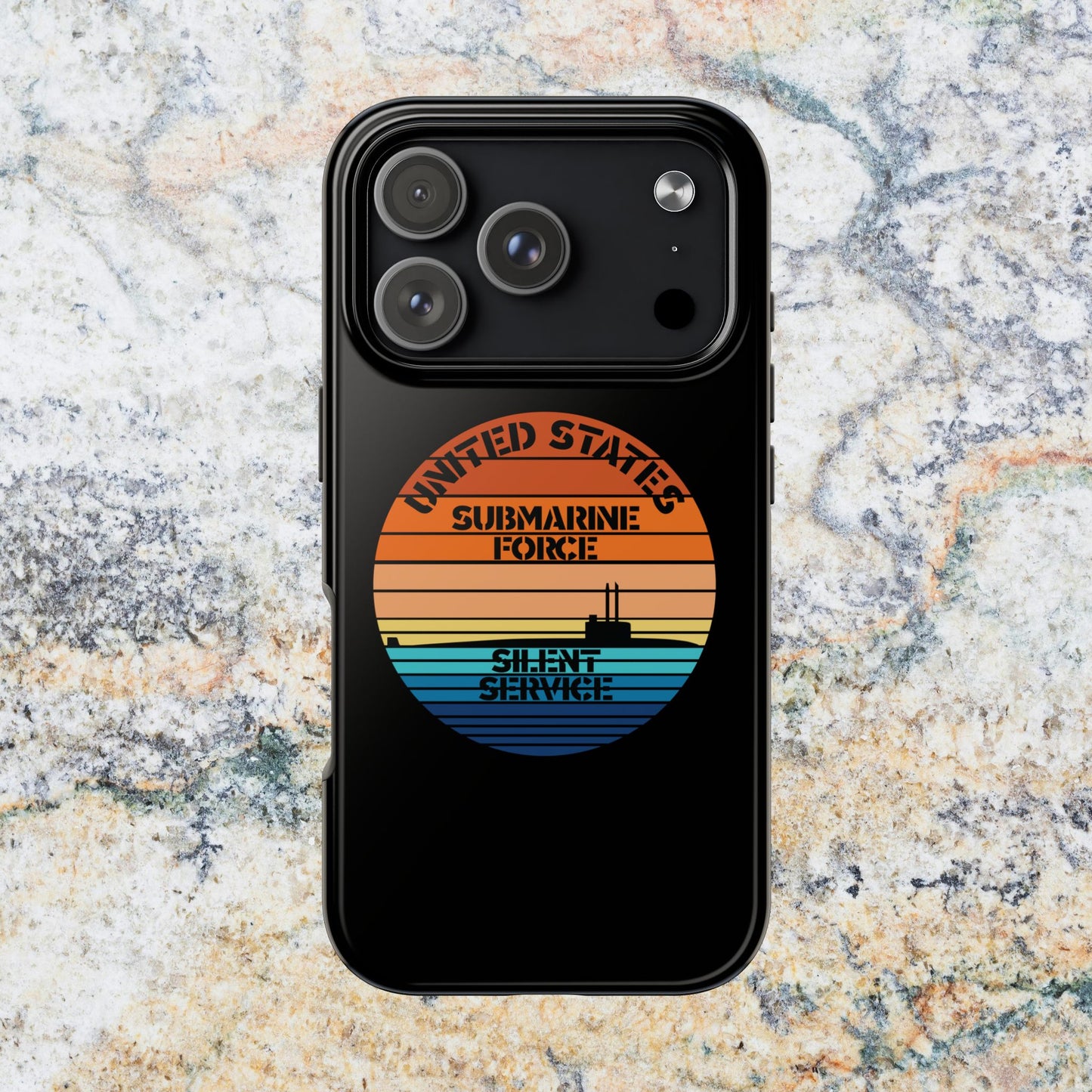 Sunset United States Submarine Force Silent Service Black Tough iPhone Case