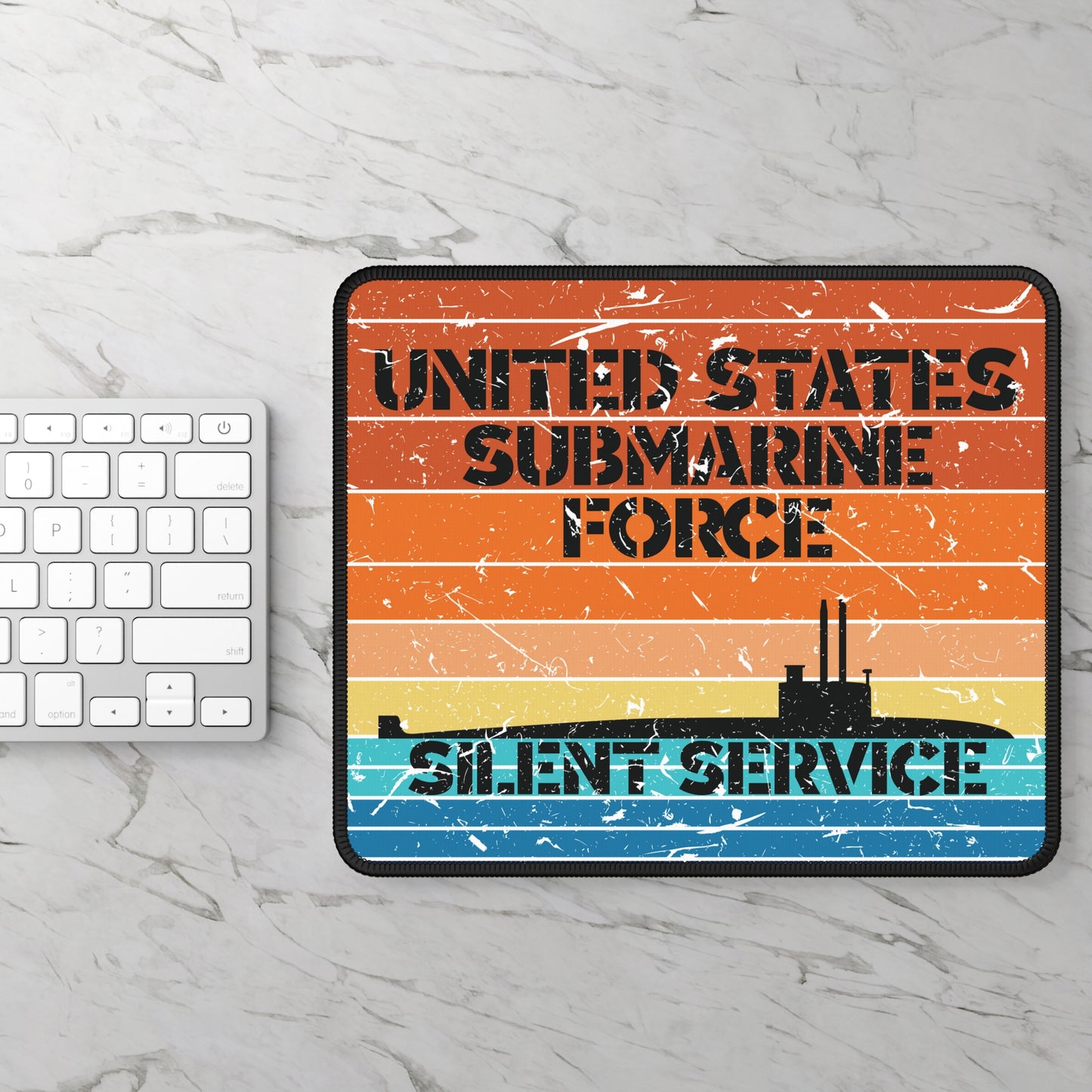 Sunset United States Submarine Force Silent Service Distressed Retro Vintage Gaming Mouse Pad