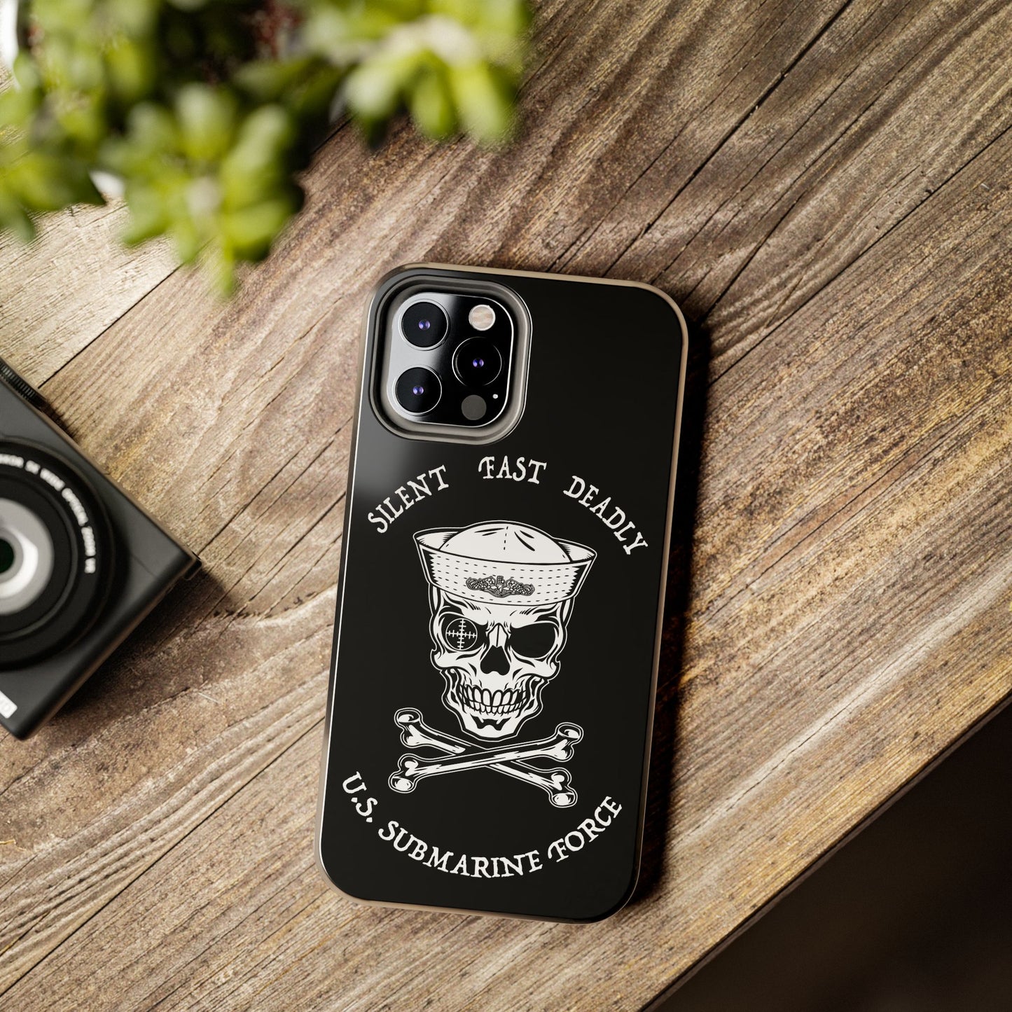 U.S. Submarine Force Skull & Crossbones Sailor with Dolphins Black Tough iPhone Case
