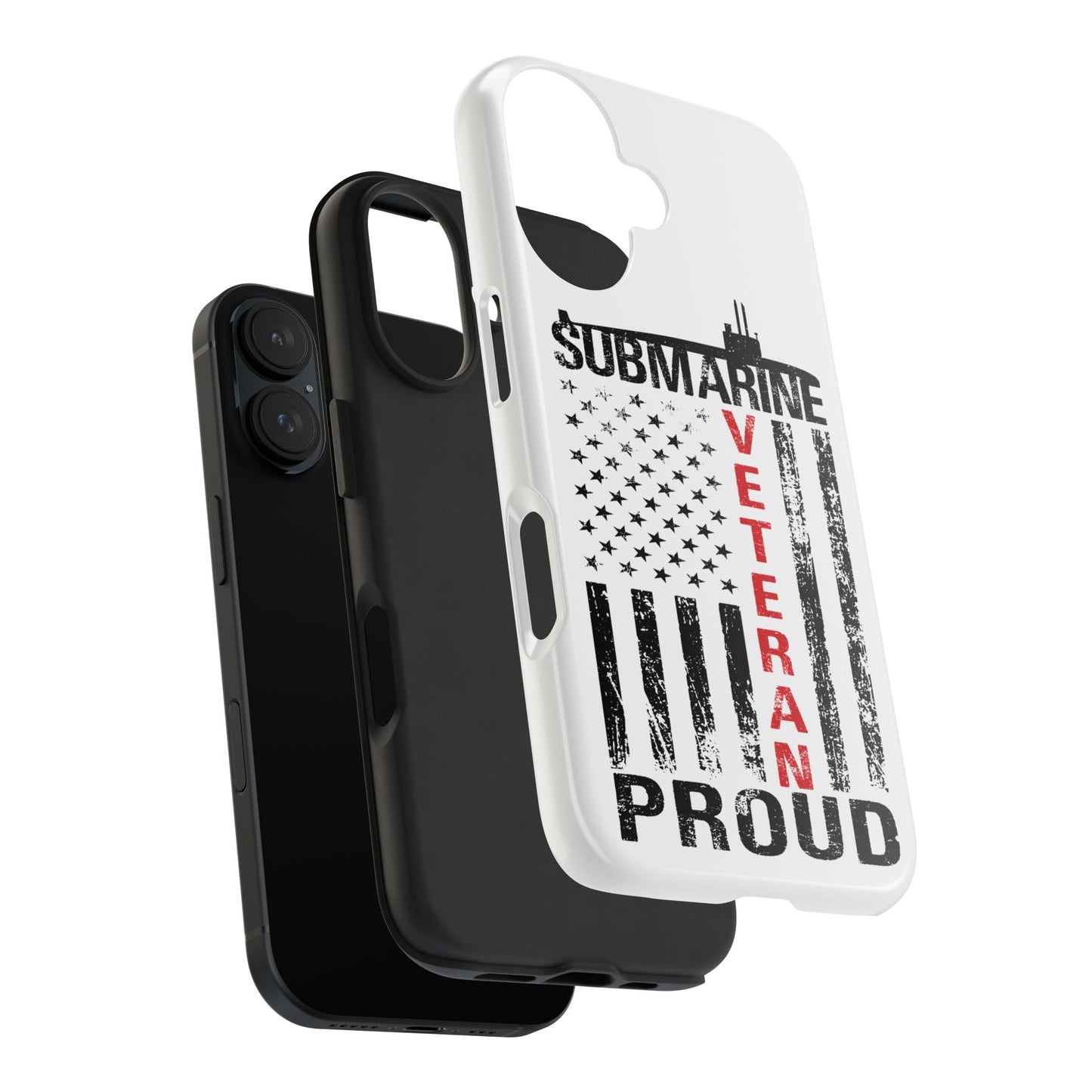 Submarine Veteran Proud Distressed White Flag White Tough iPhone Case