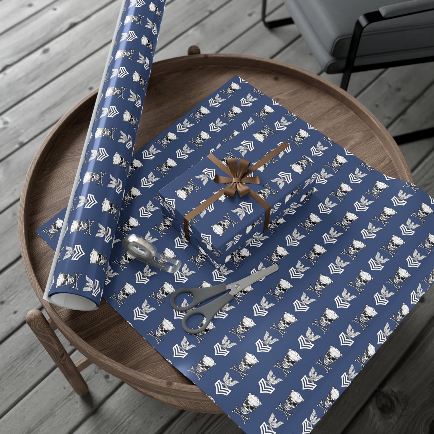 United States Navy FCPO Skull Crossbones First Class Sailor with Dixie Cup Blue Gift Wrap Papers