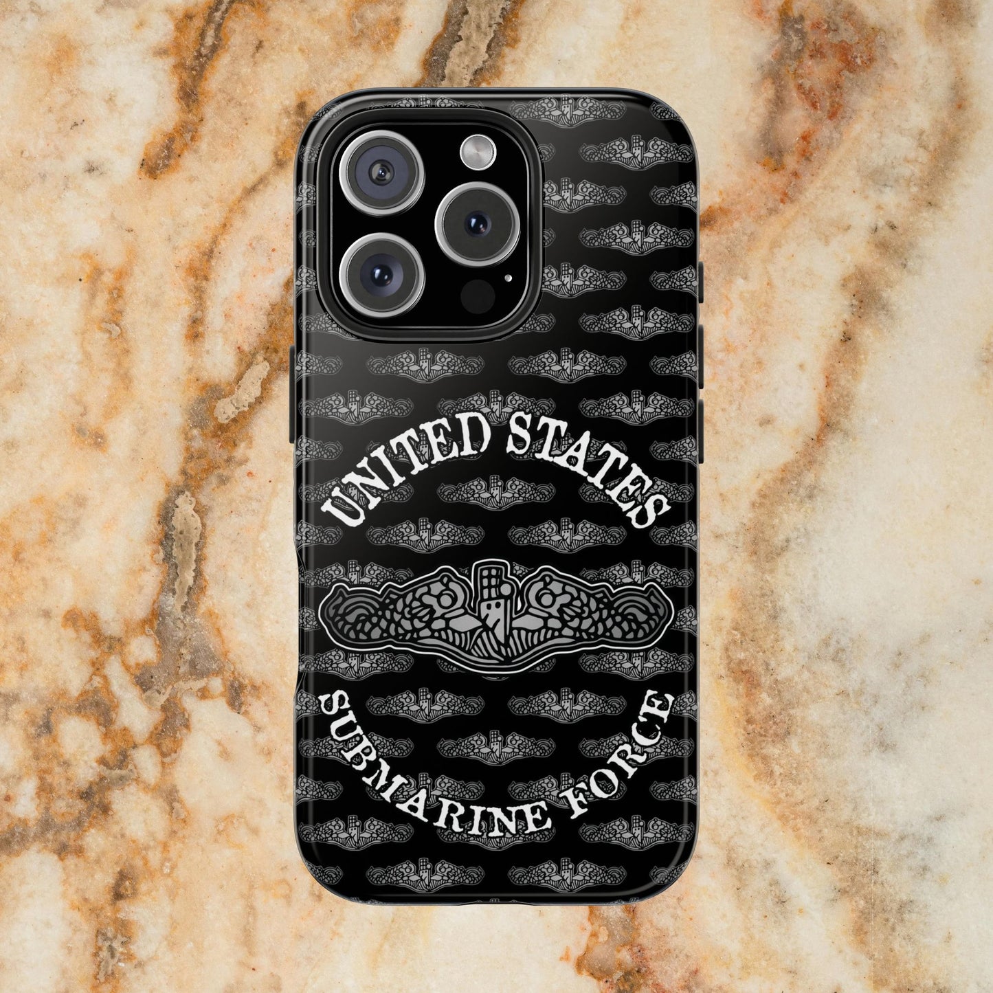 United States Submarine Force Silver Dolphins and Mini's on Black Tough iPhone Case