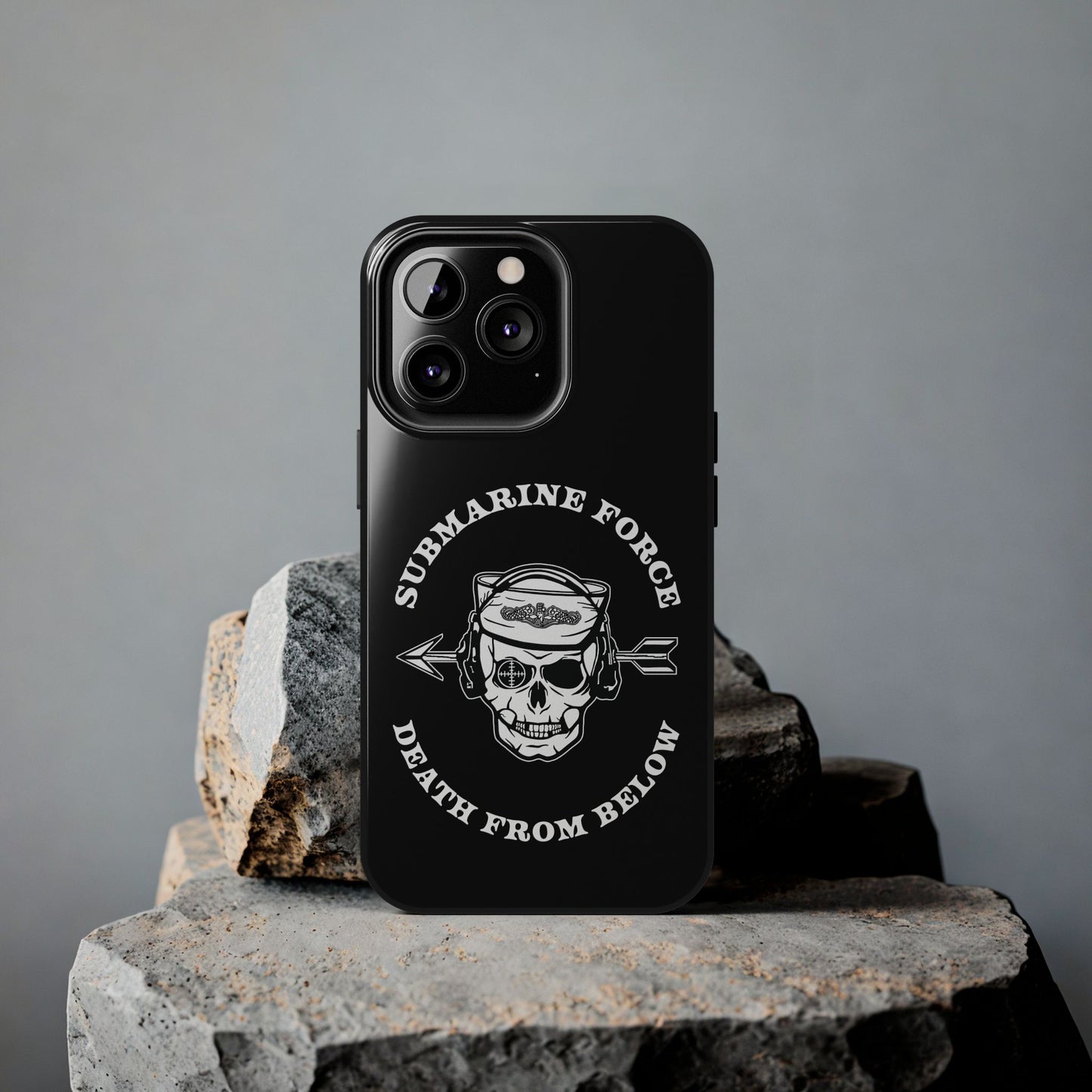 United States Submarine Force Silent Service Death From Below Submarine Sailor Skull Tough Black iPhone Case
