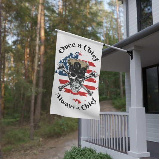 Once a Chief Skull & Crossbones Always a Chief with Distressed American Flag on White House Banner