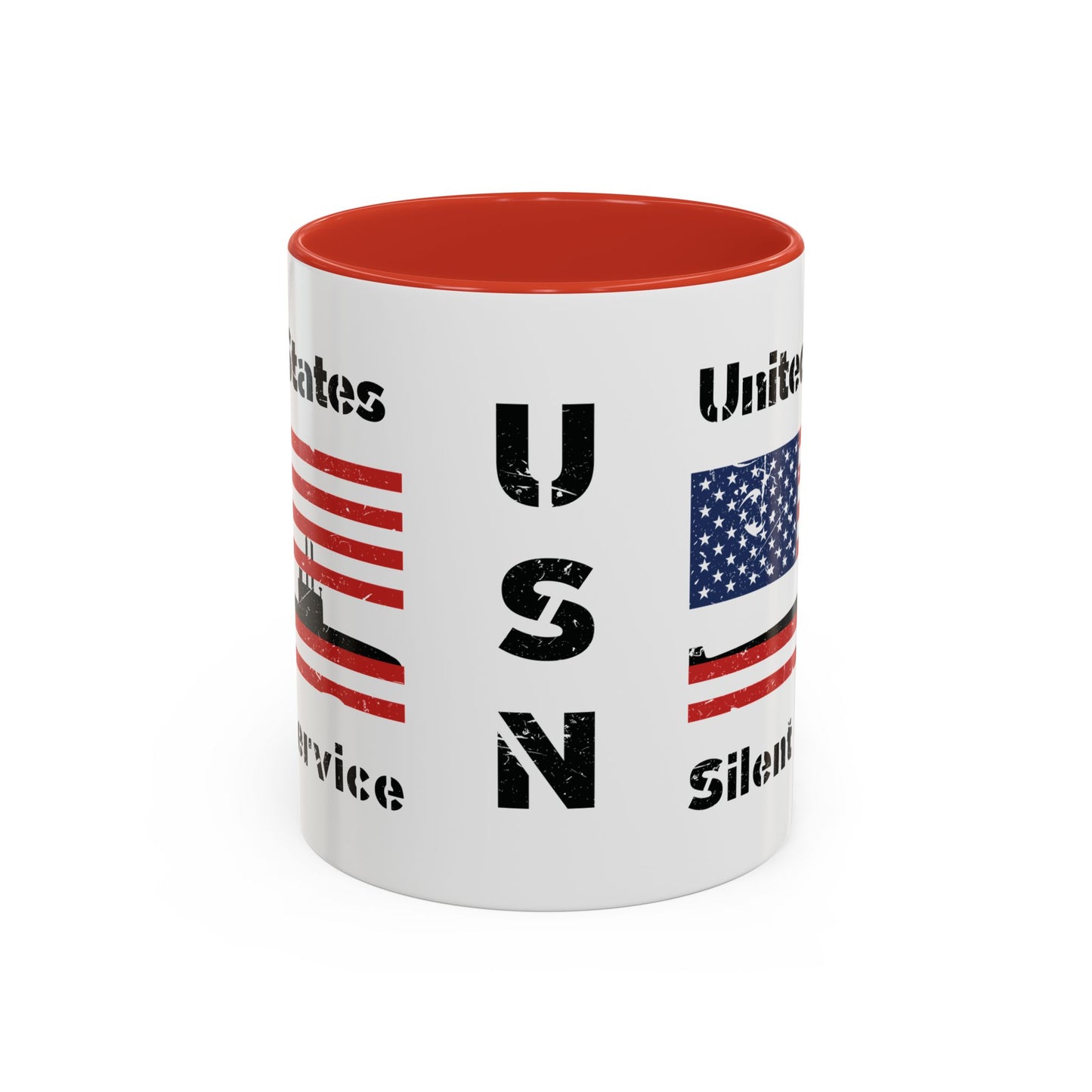 United States Navy Submarine Force Silent Service Distressed American Flag Accent Coffee Mugs