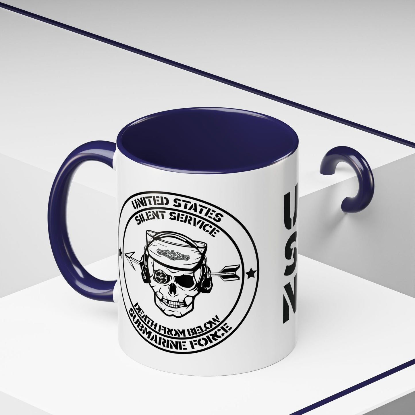 US Navy Submarine Force Silent Service Death From Below Sailor Skull Accent Coffee Mug