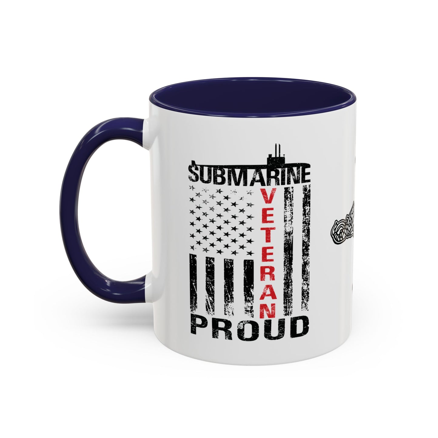United States Navy Submarine Force Veteran Proud Silent Service USA Distressed Flag Accent Coffee Mugs
