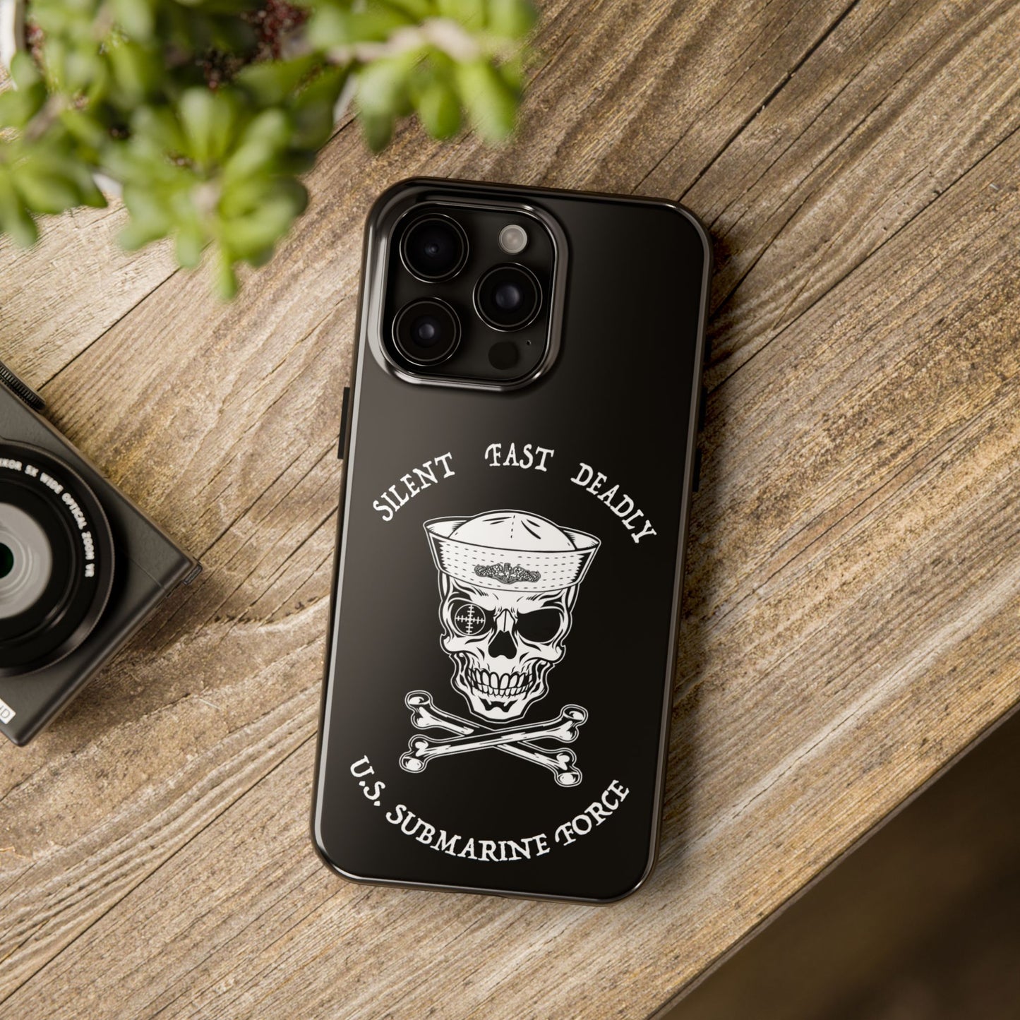 U.S. Submarine Force Skull & Crossbones Sailor with Dolphins Black Tough iPhone Case