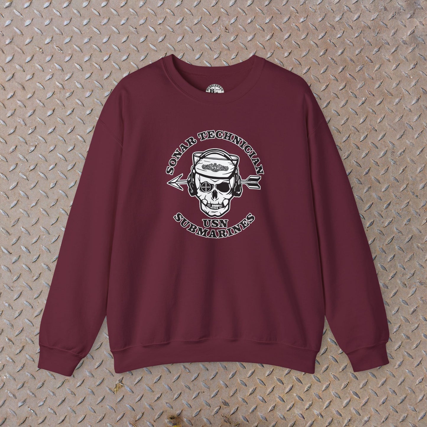 Sonar Technician Submarines STS Sailor Skull US Submarine Force Silent Service Dolphins Unisex Heavy Blend™ Crewneck Sweatshirt