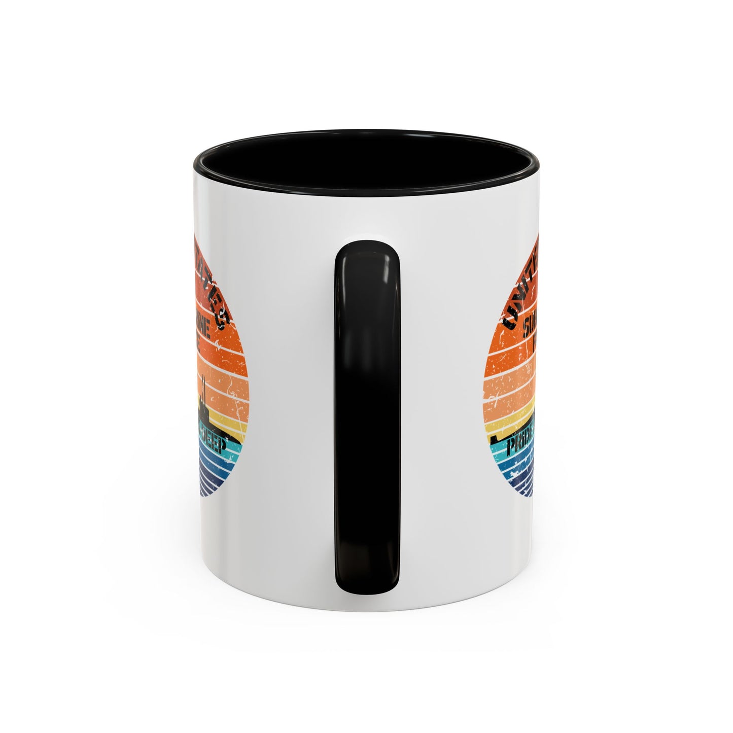 Sunset United States Navy Submarine Force Pride Runs Deep Distressed Accent Coffee Mugs