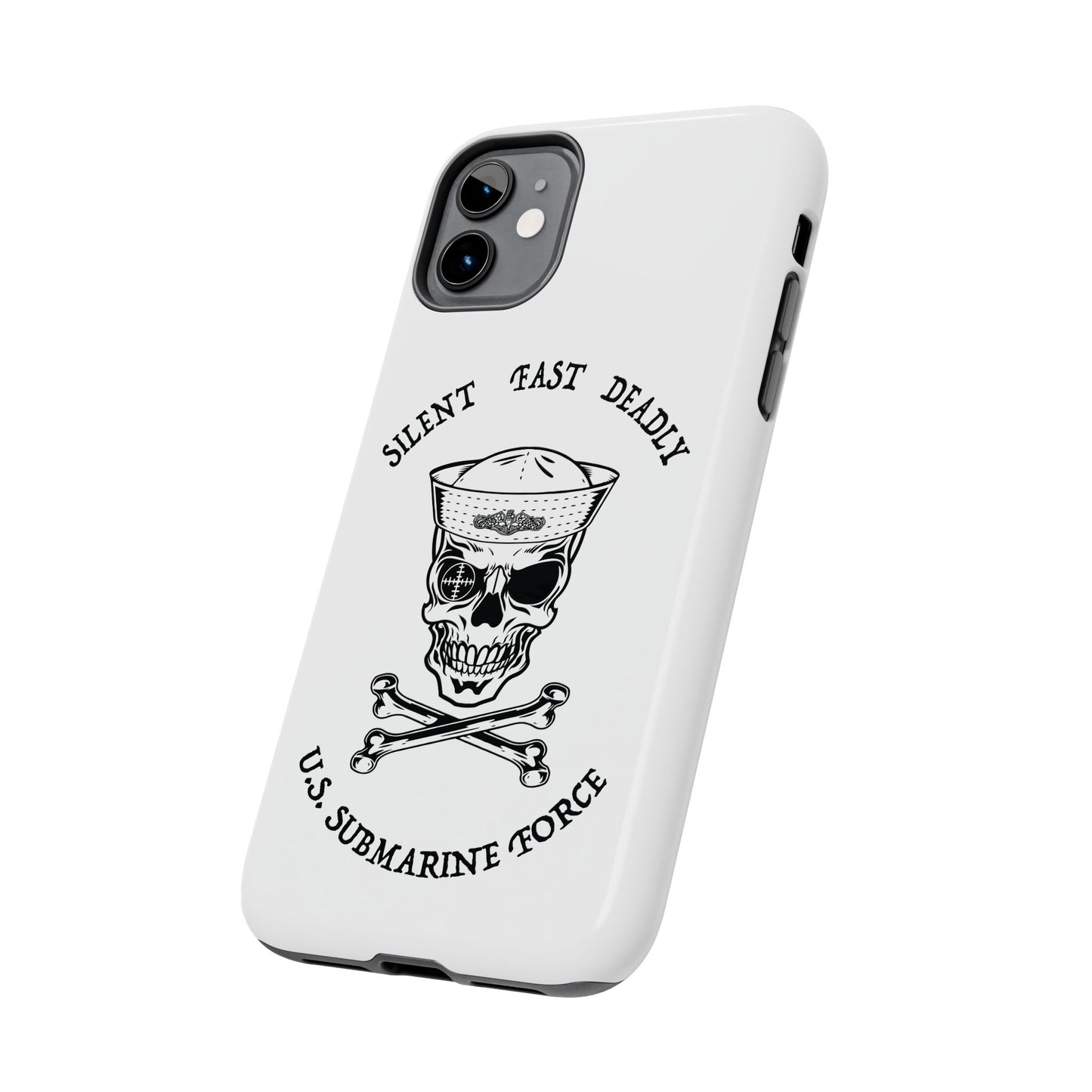 U.S. Submarine Force Skull & Crossbones Sailor with Dolphins White Tough iPhone Case