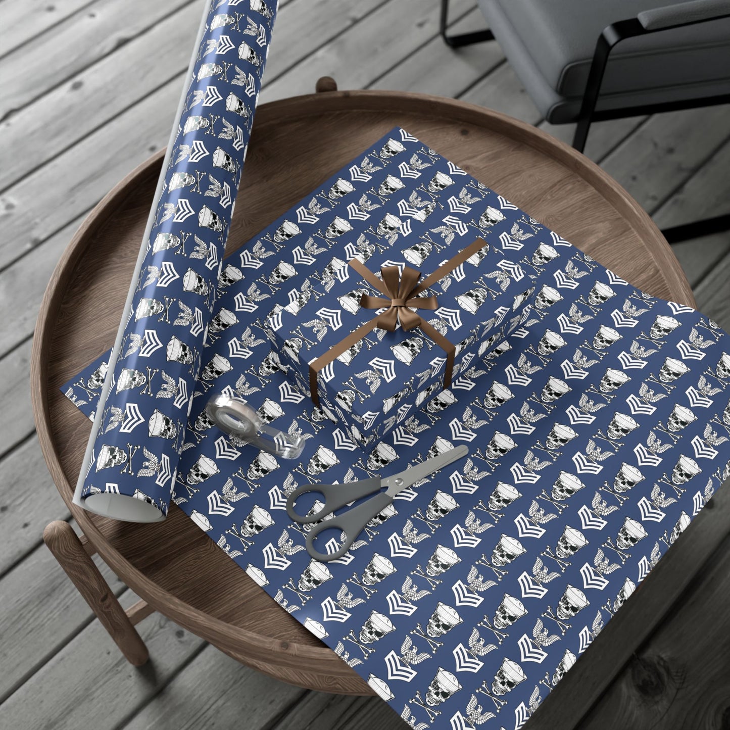 United States Navy FCPO Skull Crossbones First Class Sailor with Dixie Cup Blue Gift Wrap Papers