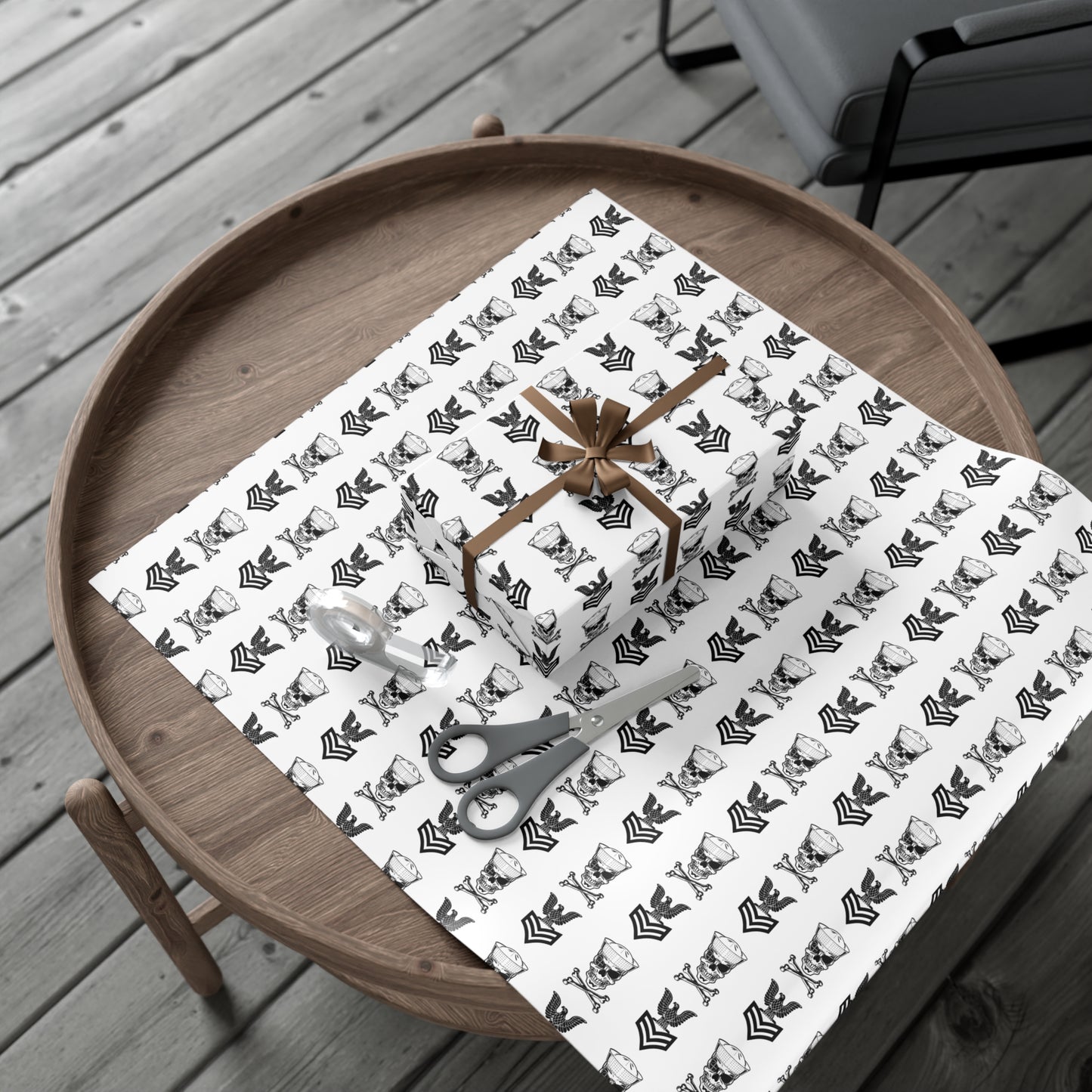 United States Navy FCPO Skull Crossbones First Class Sailor with Dixie Cup Blue Gift Wrap Papers