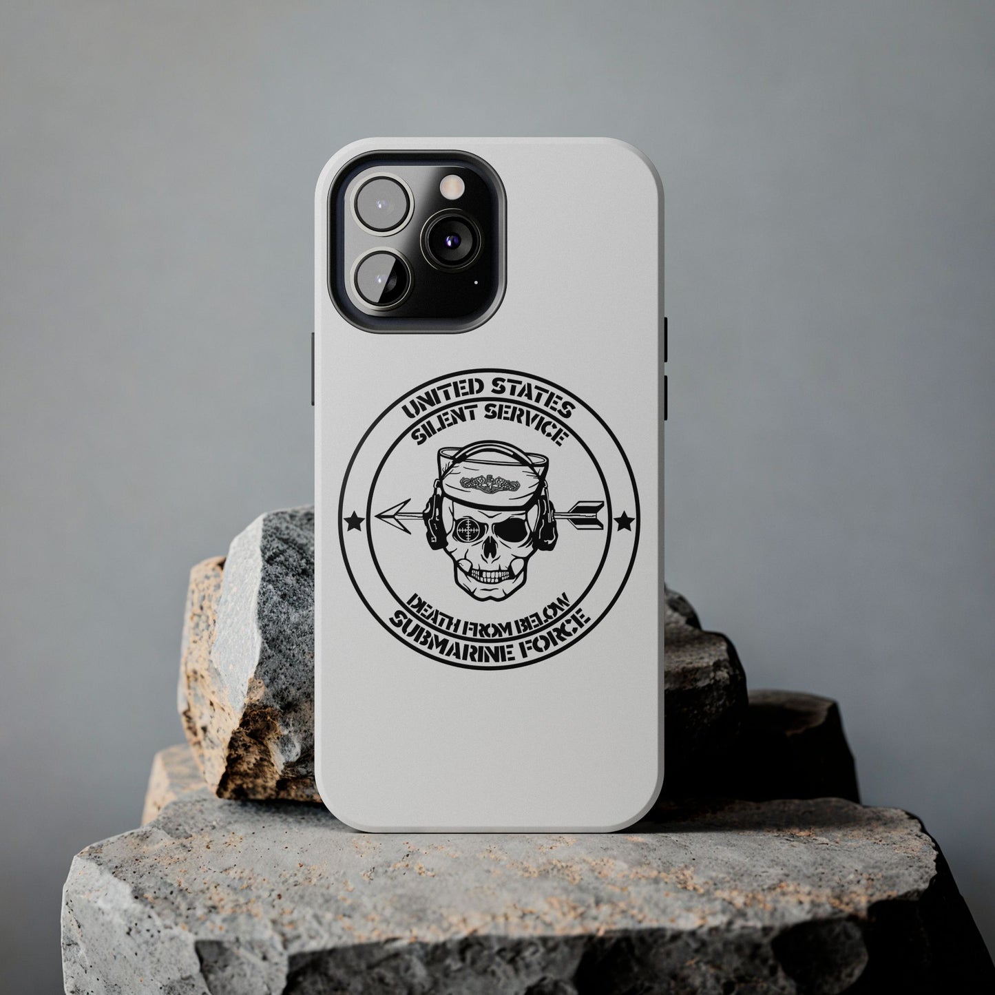 U.S. Submarine Force Silent Service Death From Below Sailor Skull Tough White iPhone Case