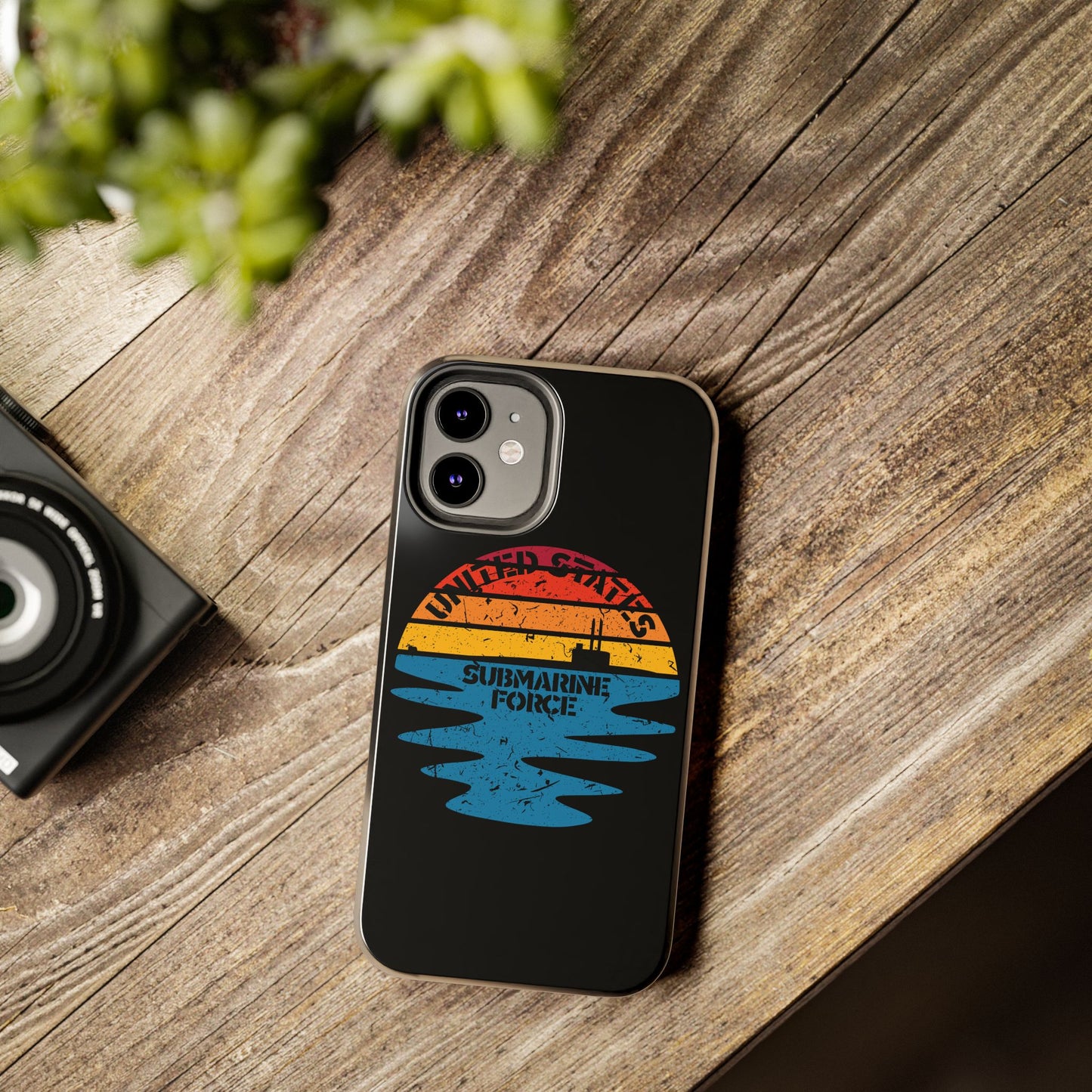 Sunset United States Submarine Force Half Moon Distressed Black Tough iPhone Case