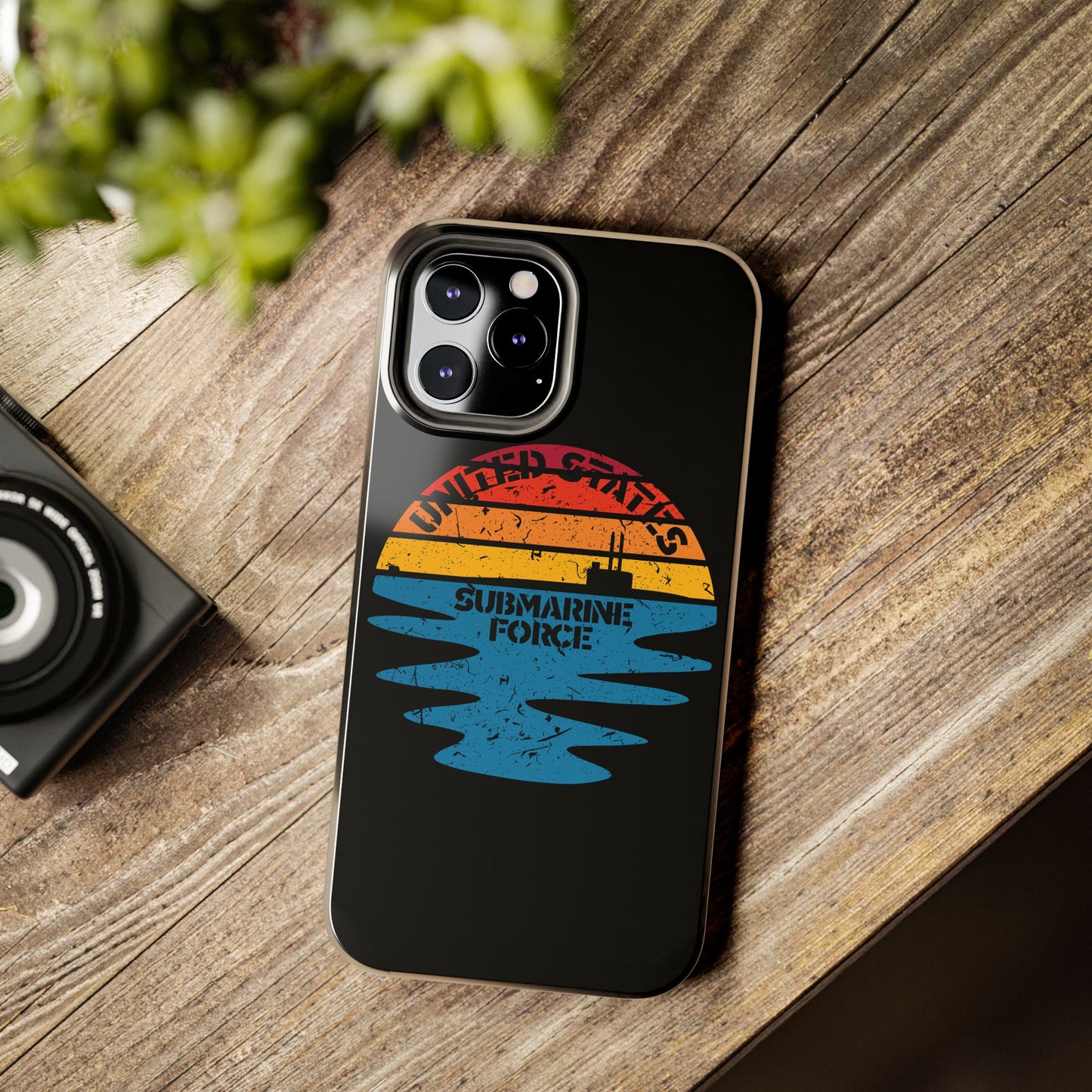 Sunset United States Submarine Force Half Moon Distressed Black Tough iPhone Case