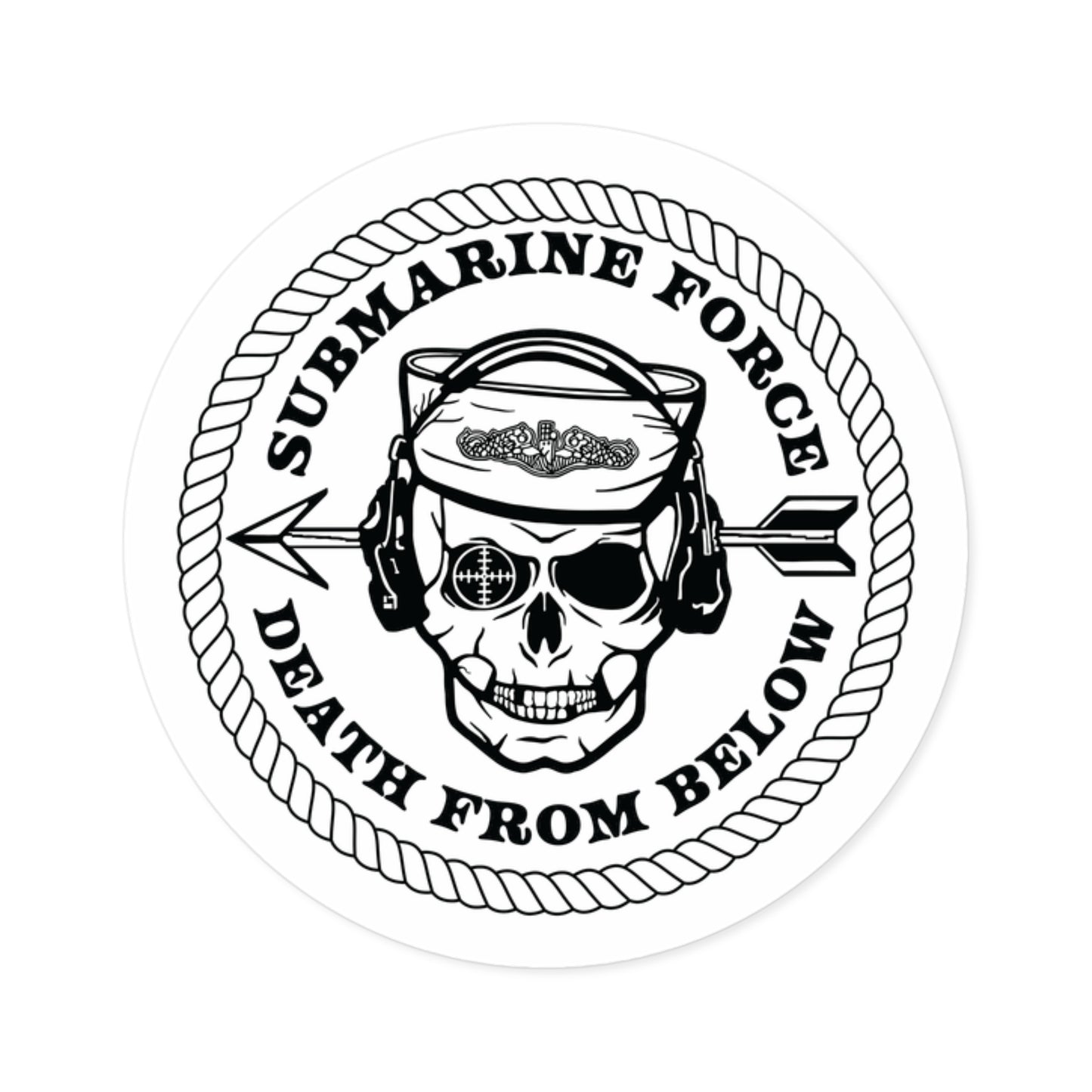 United States Submarine Force Silent Service Death From Below Submarine Sailor Skull Round Stickers, Indoor\Outdoor