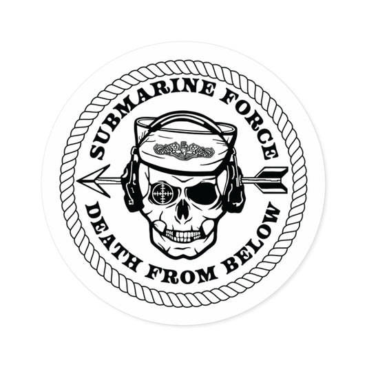 United States Submarine Force Silent Service Death From Below Submarine Sailor Skull Round Stickers, Indoor\Outdoor