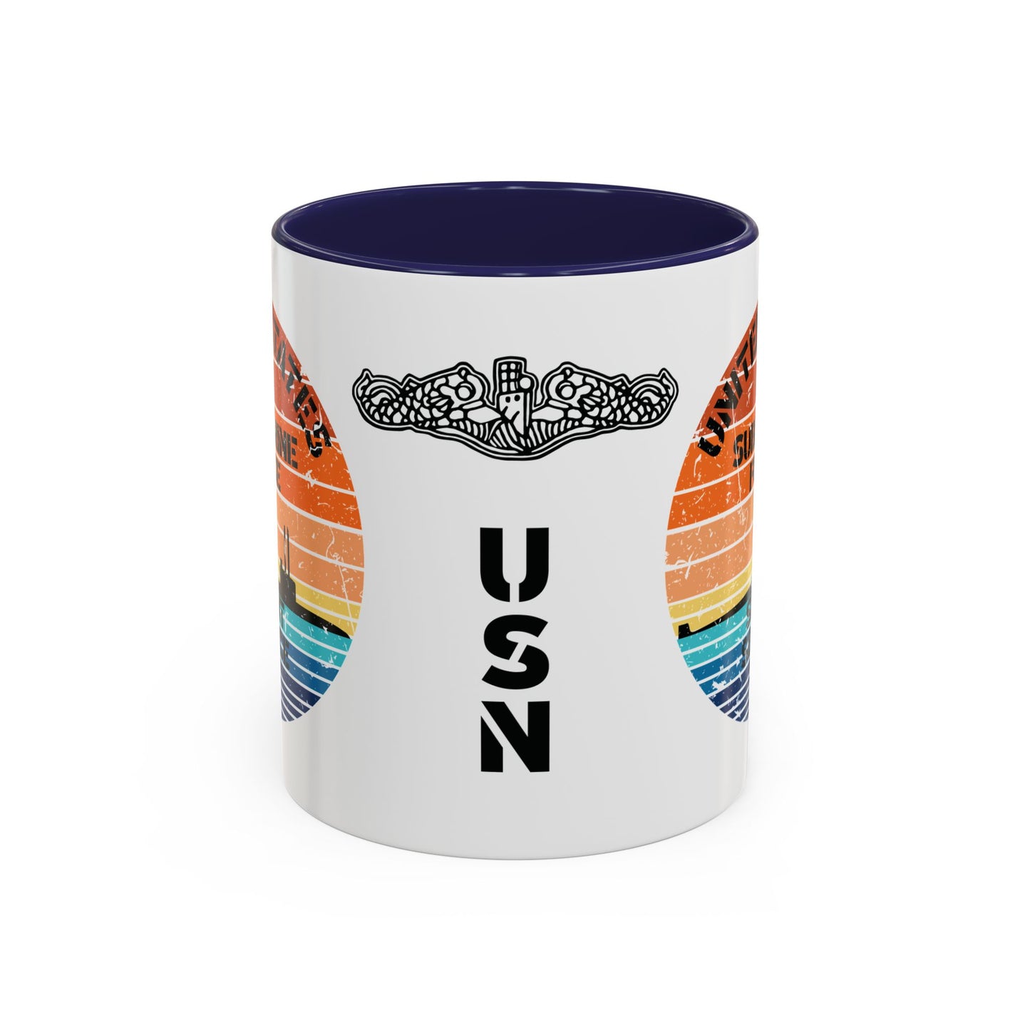 Sunset United States Navy Submarine Force Silent Service Distressed Accent Coffee Mugs