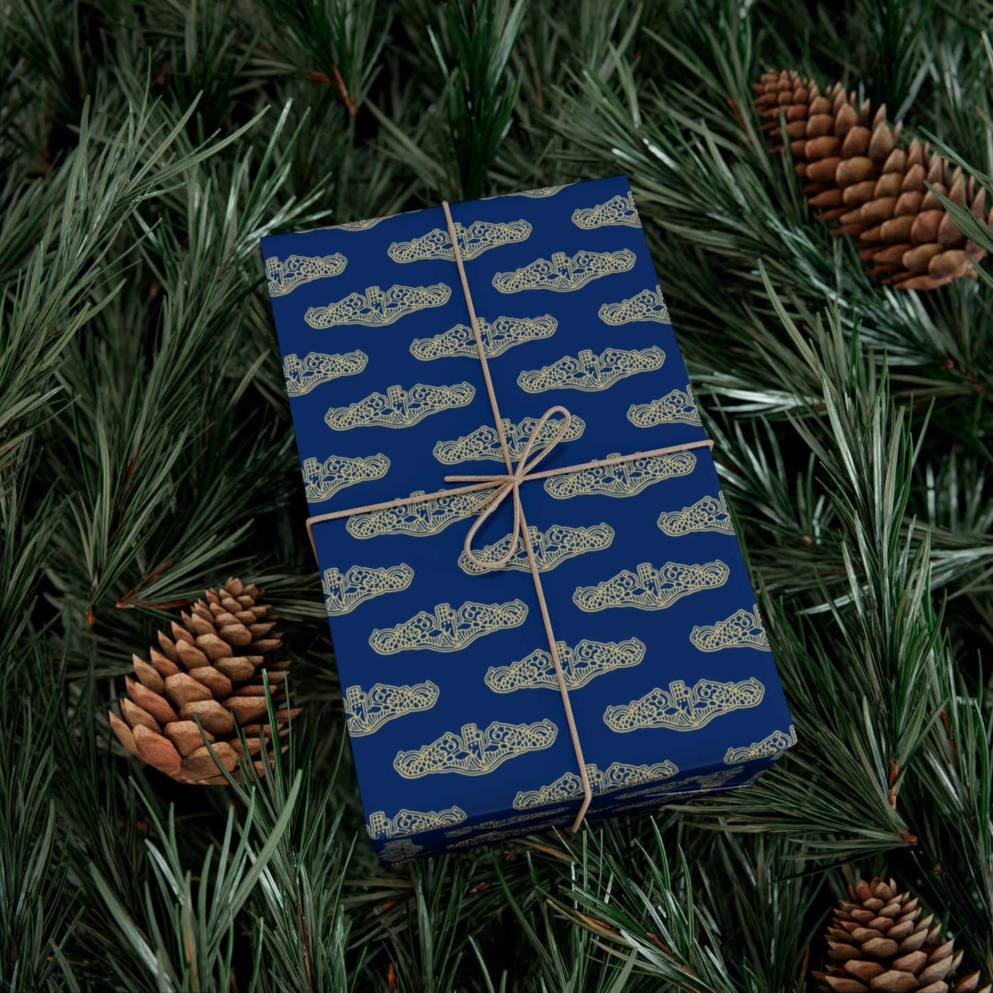 United States Navy Submarine Force Gold Officer Dolphins Blue Gift Wrap Papers