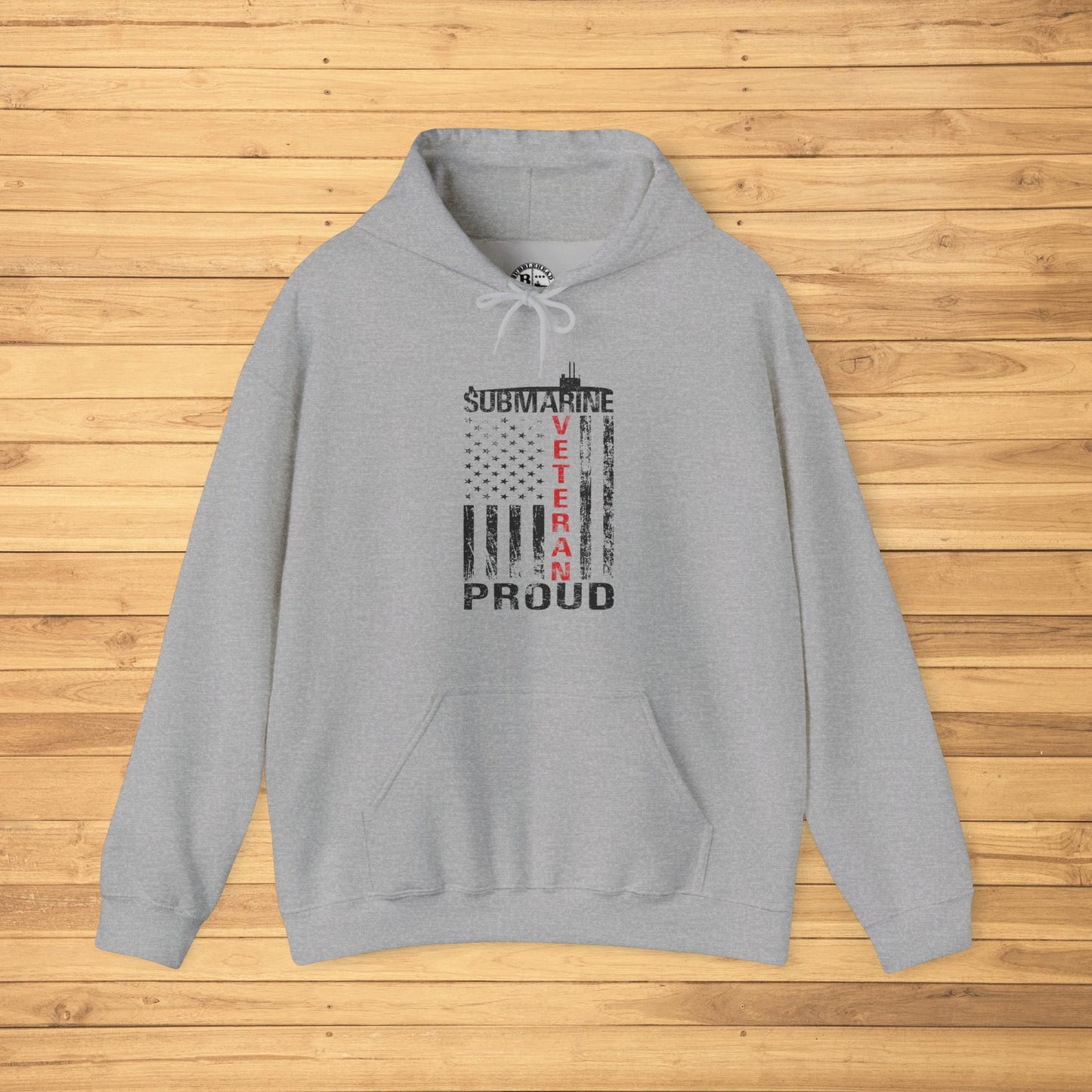 Submarine Veteran Proud Distressed USA Flag with Submarine Unisex Heavy Blend™ Hooded Sweatshirt