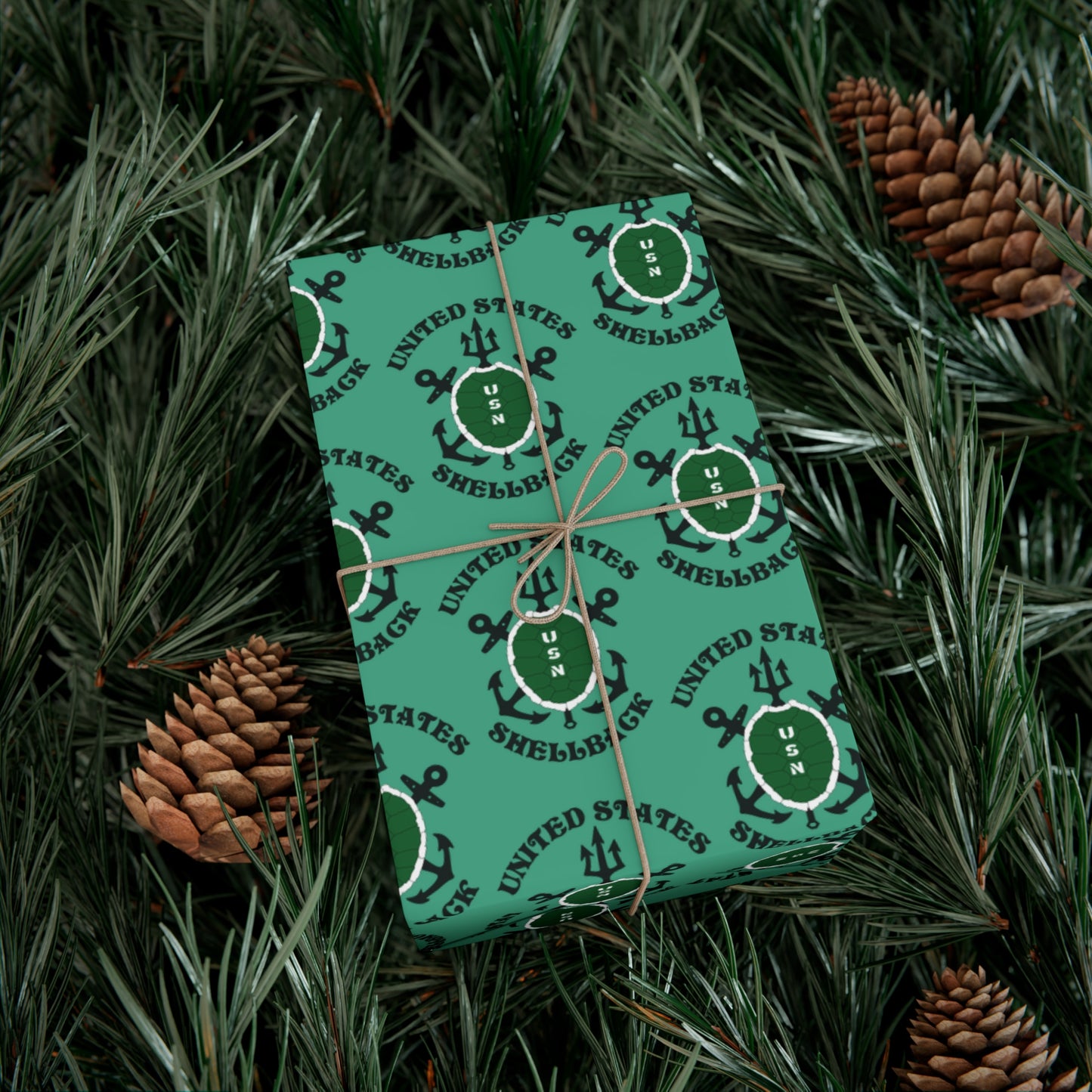 United States Navy Shellback Ancient Order of the Deep Naval Line-crossing Ceremony Seafoam Green Gift Wrap Papers