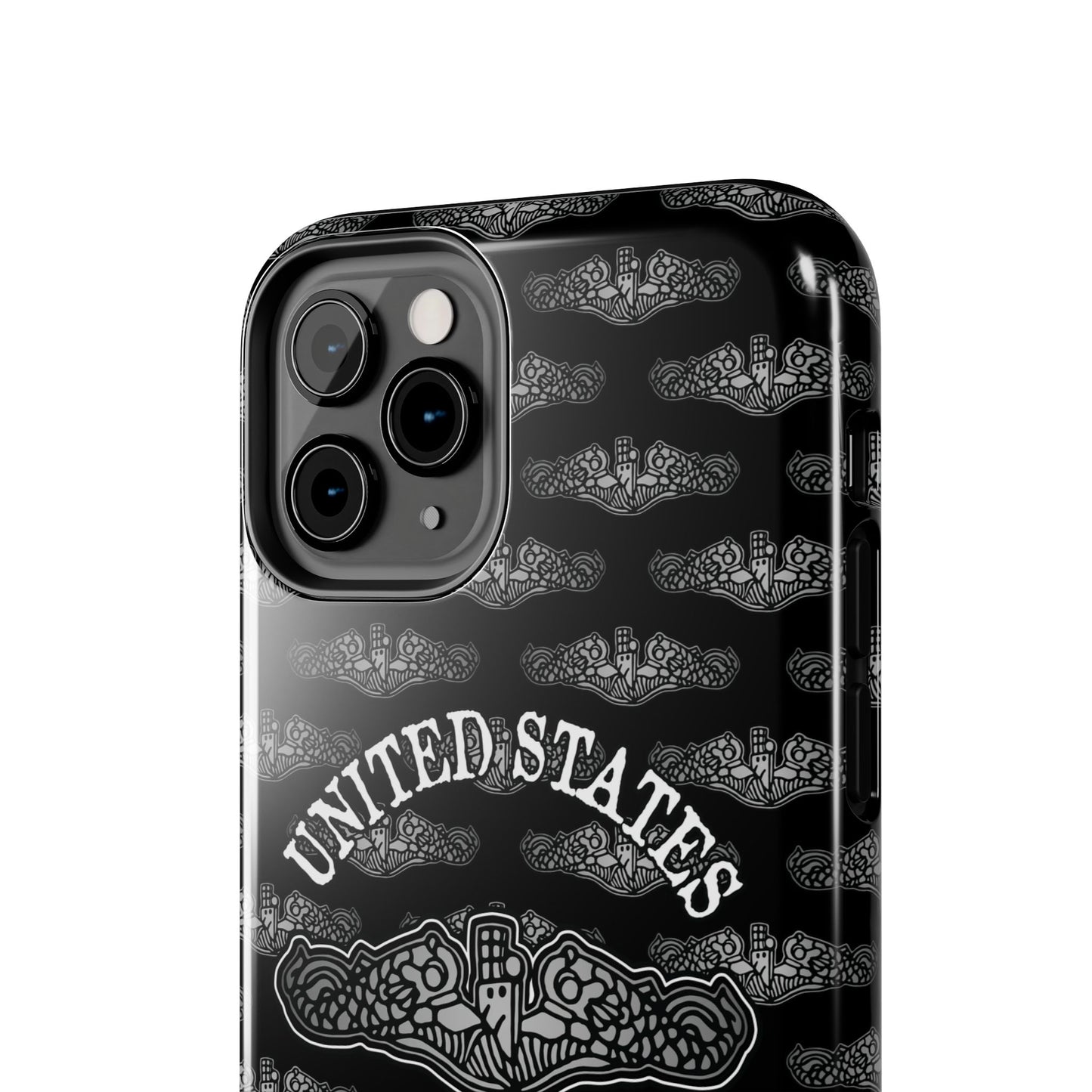 United States Submarine Force Silver Dolphins and Mini's on Black Tough iPhone Case