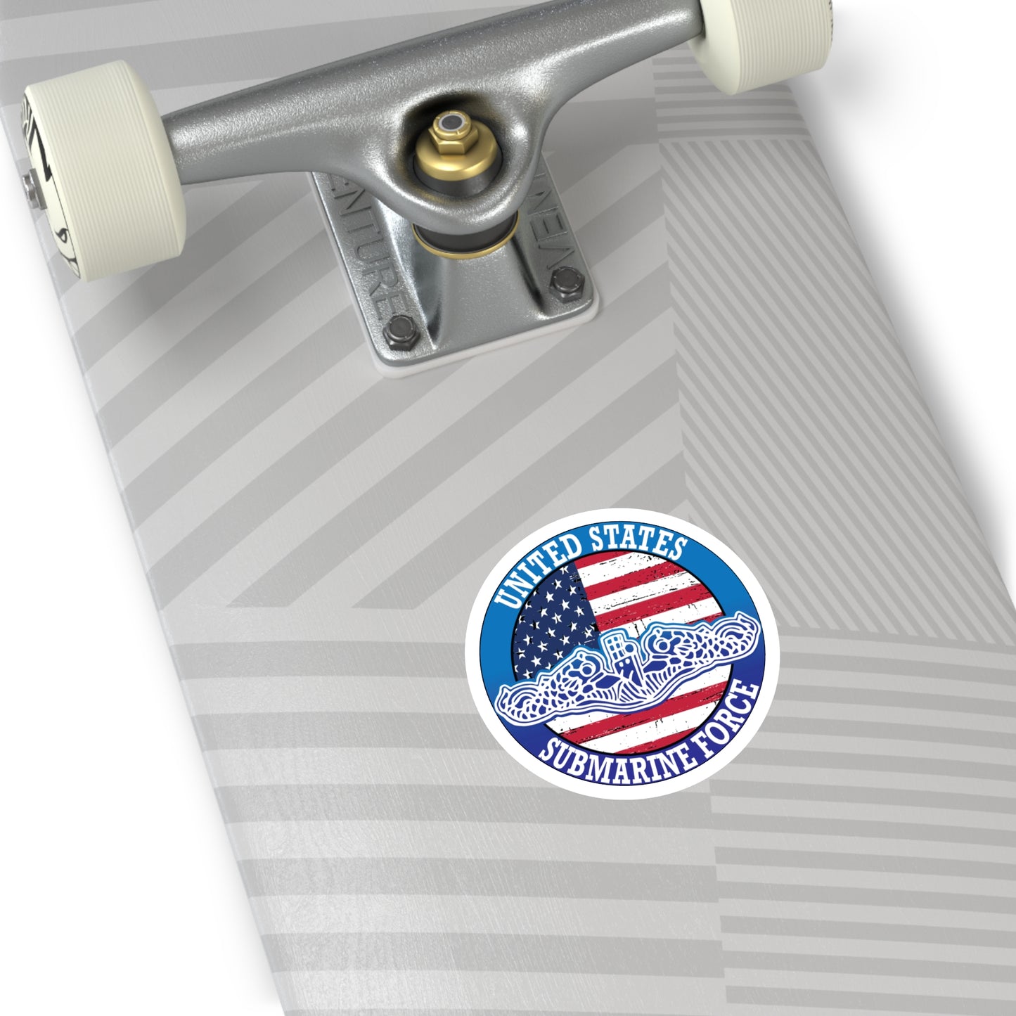 United States Submarine Force Silent Service White Dolphins with American Flag Round Sticker