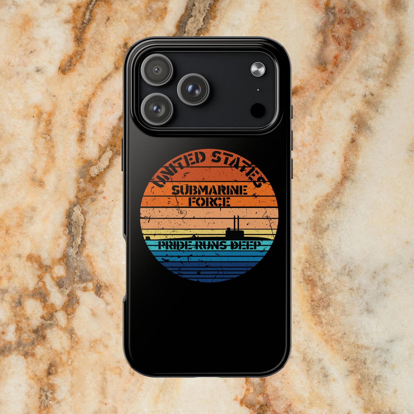 Sunset United States Submarine Force Pride Runs Deep Distressed Tough iPhone Case