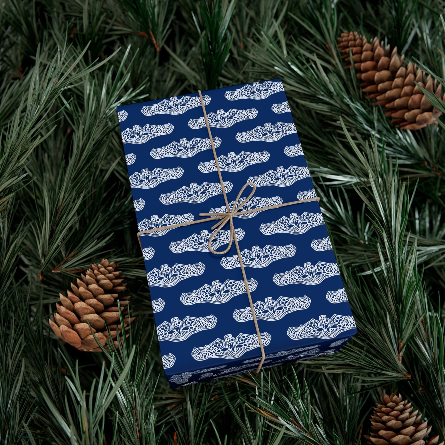 United States Navy Submarine Force White Dolphins Blue Gift Wrap Papers