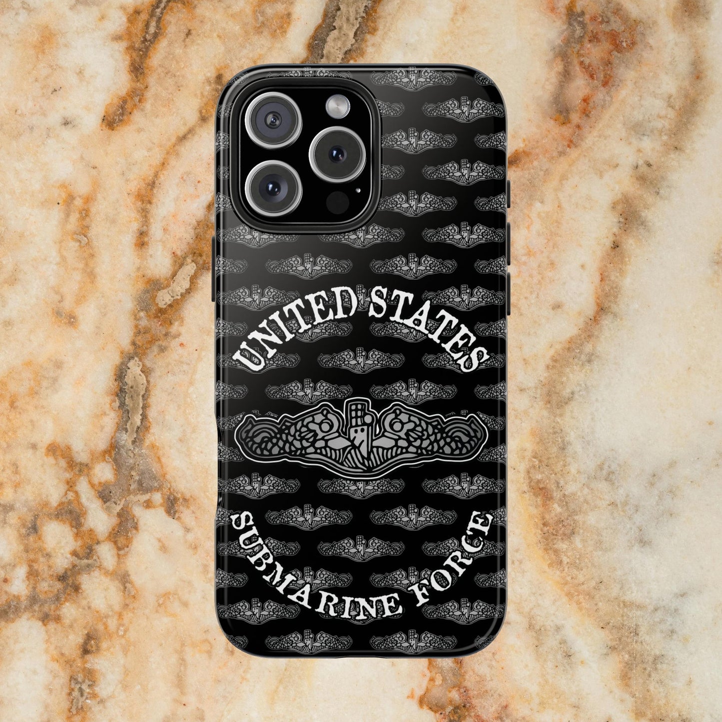 United States Submarine Force Silver Dolphins and Mini's on Black Tough iPhone Case