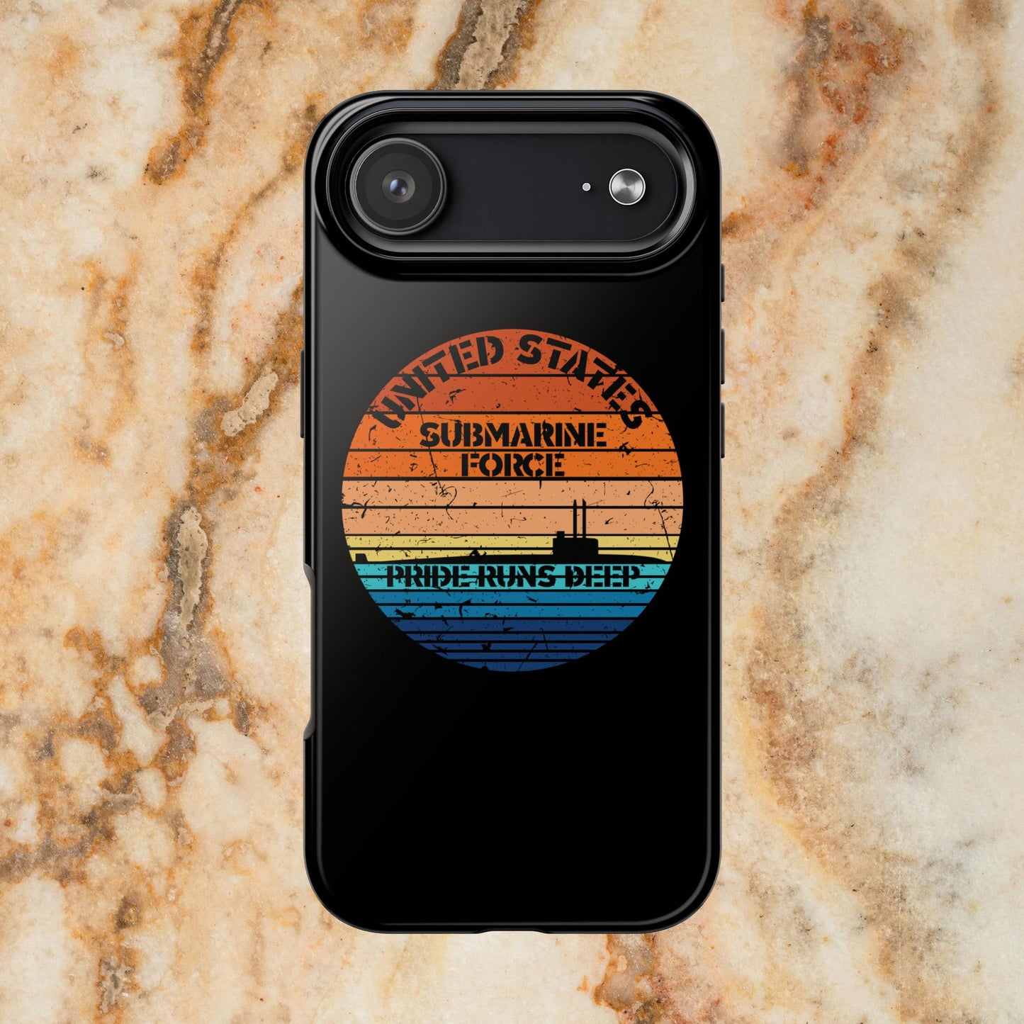 Sunset United States Submarine Force Pride Runs Deep Distressed Tough iPhone Case
