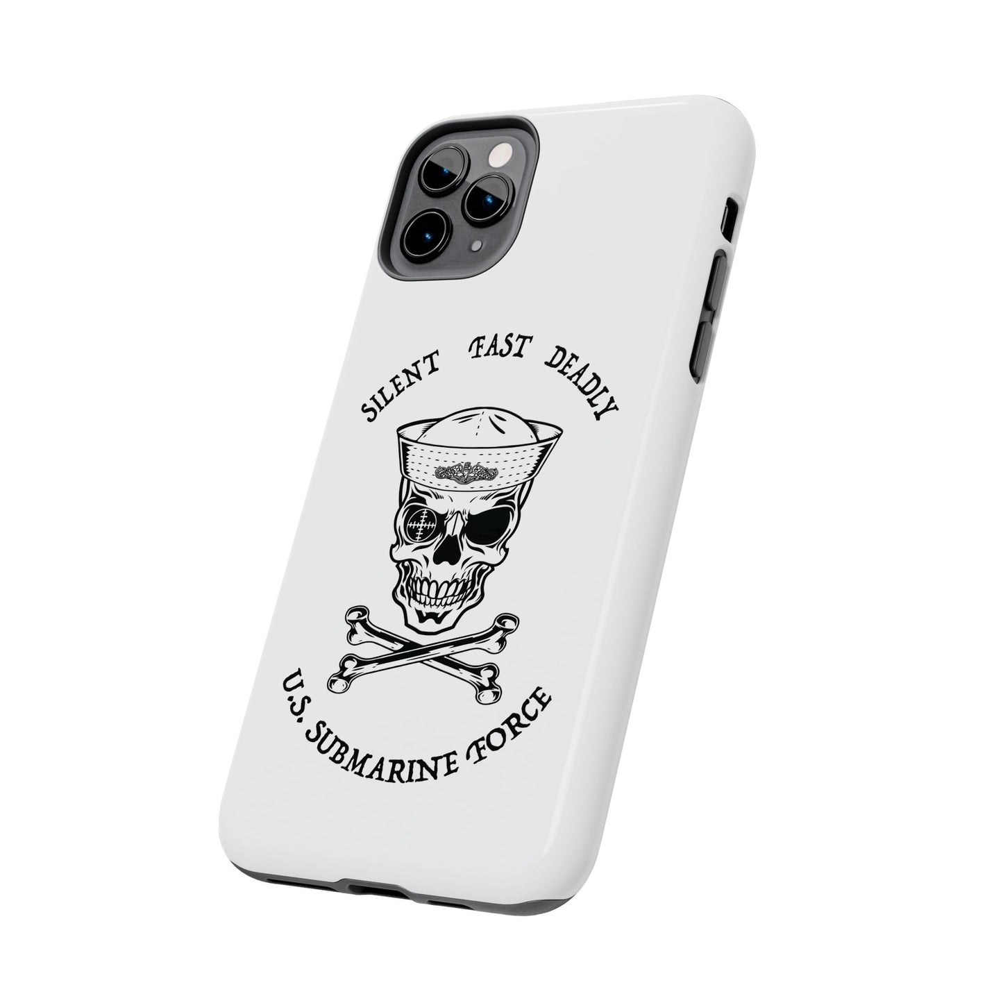 U.S. Submarine Force Skull & Crossbones Sailor with Dolphins White Tough iPhone Case