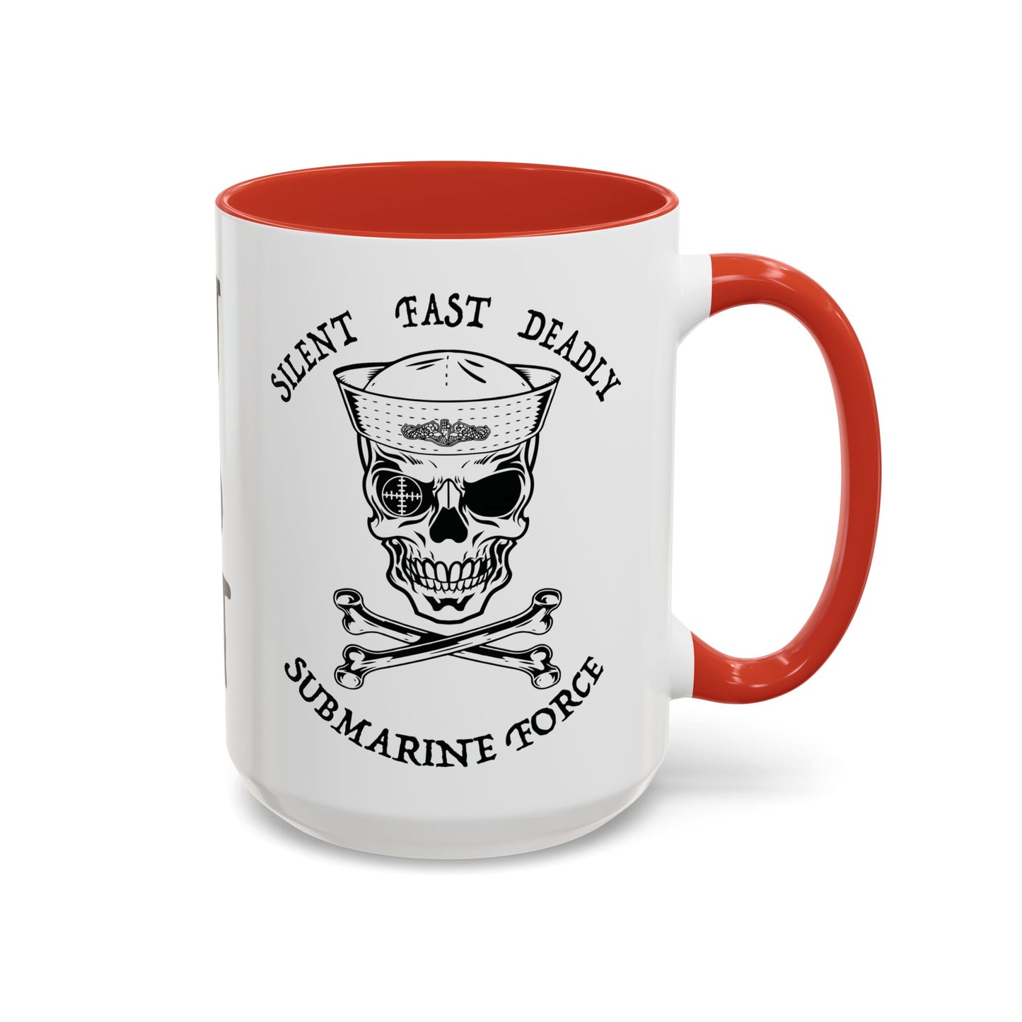 USN Submarine Force Silent Fast Deadly Skull & Crossbones Sailor Accent Coffee Mugs