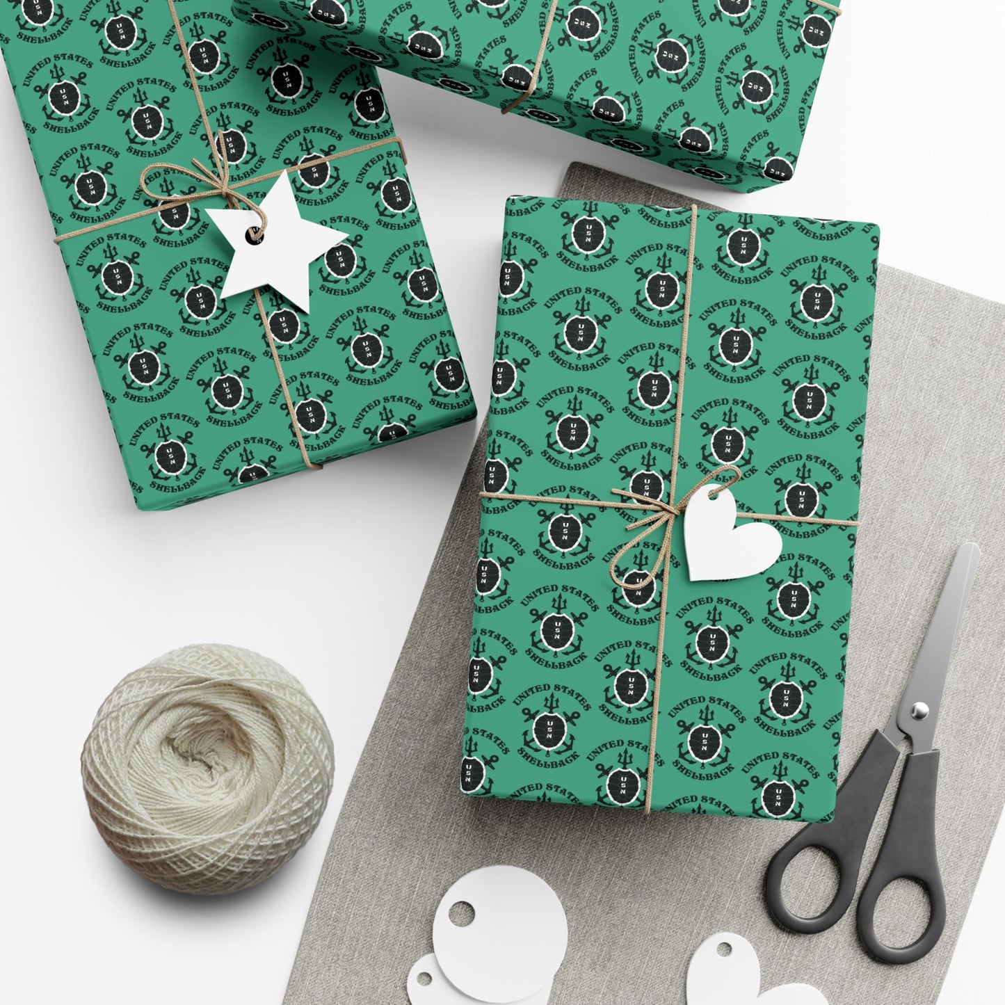 United States Navy Shellback Ancient Order of the Deep Naval Line-crossing Ceremony Black Shell Seafoam Green Gift Wrap Papers