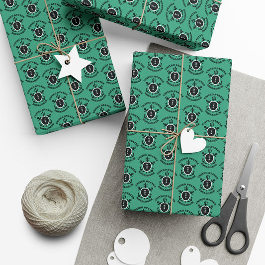 United States Navy Shellback Ancient Order of the Deep Naval Line-crossing Ceremony Black Shell Seafoam Green Gift Wrap Papers