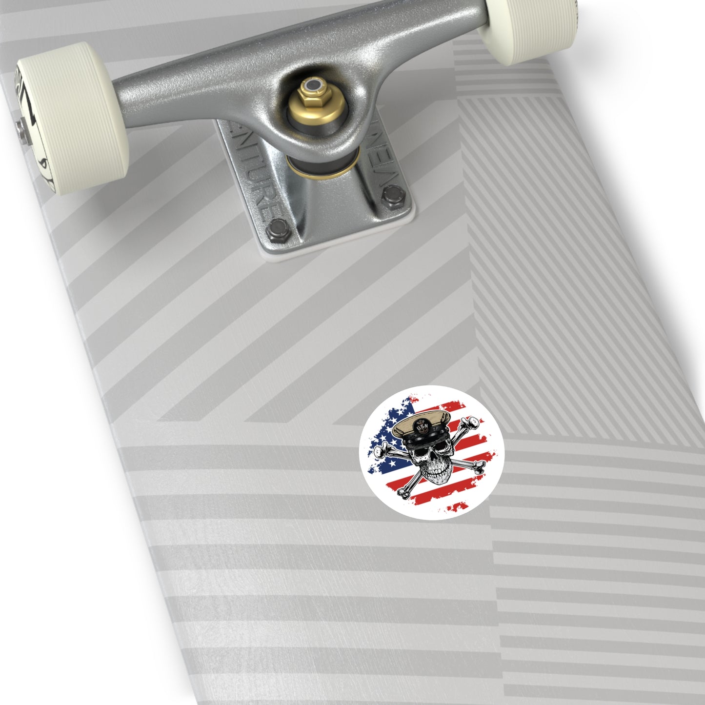 Naval Master Chief MCPO Skull & Crossbones on American Flag Round Sticker